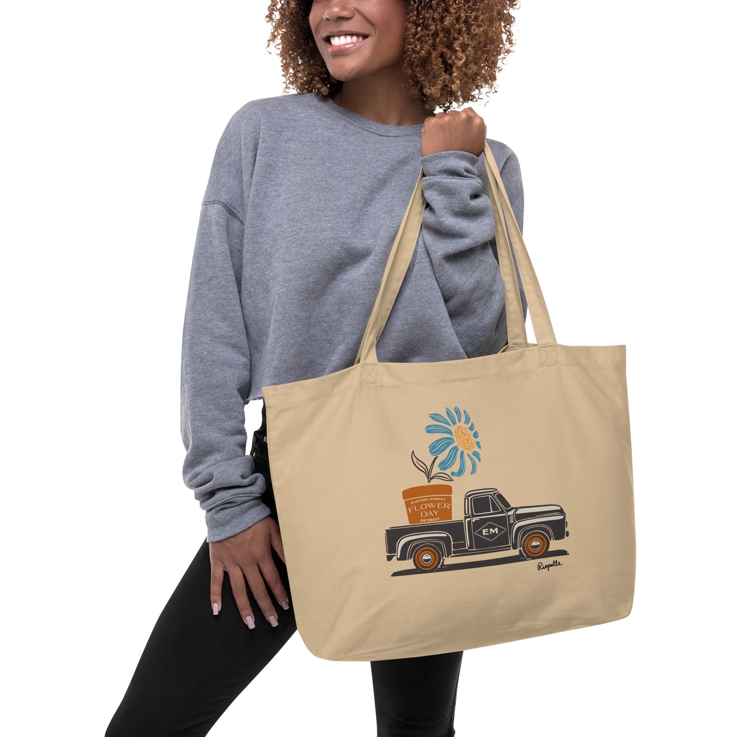 Eastern Market Flower Day - Large Organic Tote Bag