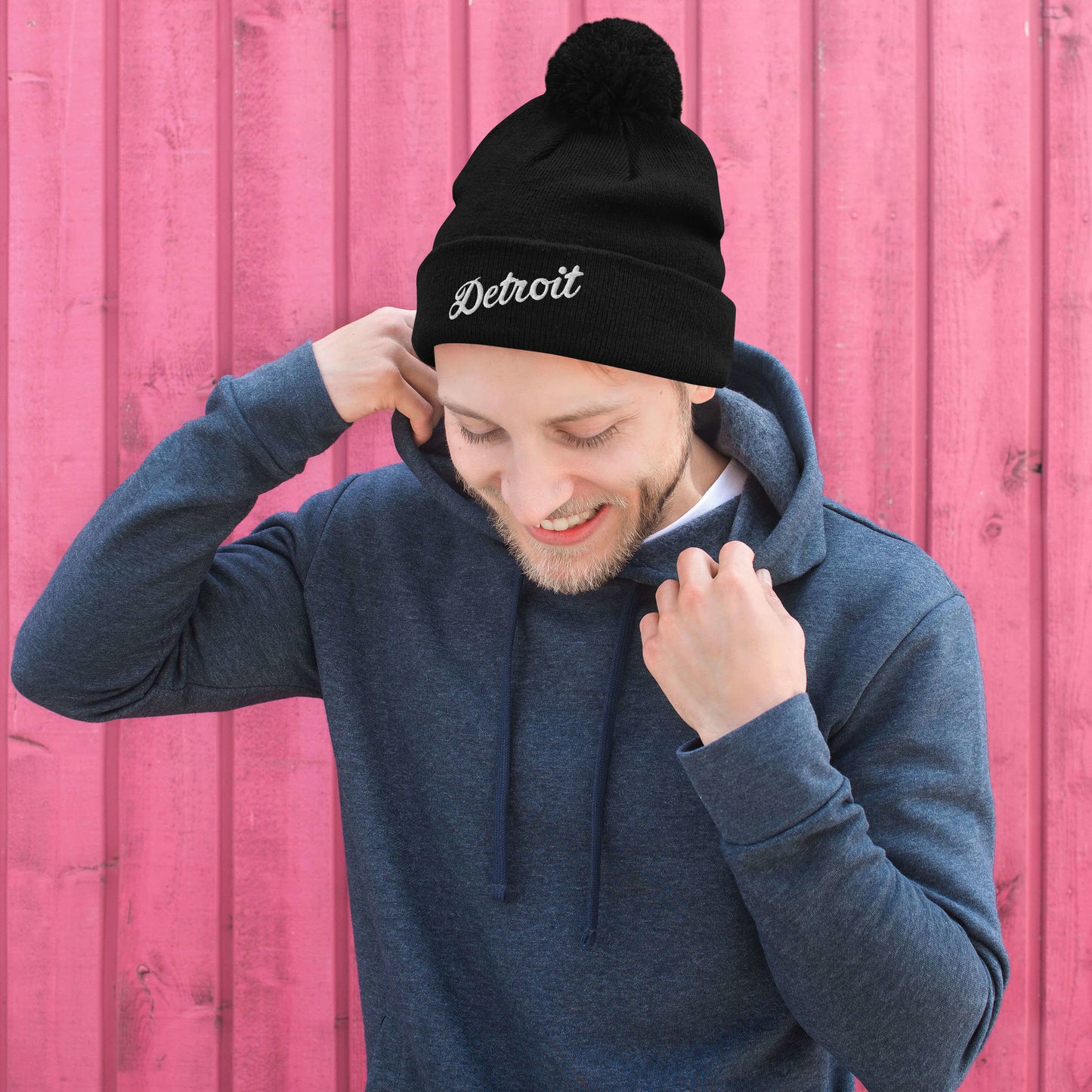 Detroit Script - Pom-Pom Beanie