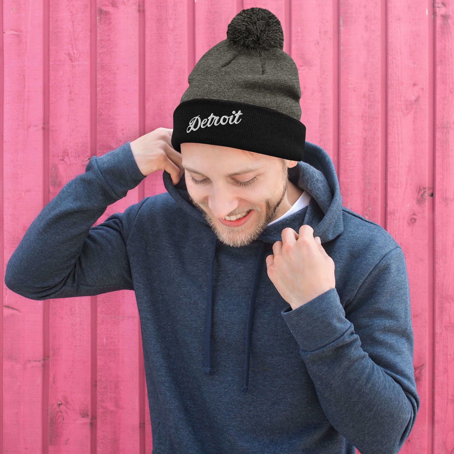 Detroit Script - Pom-Pom Beanie