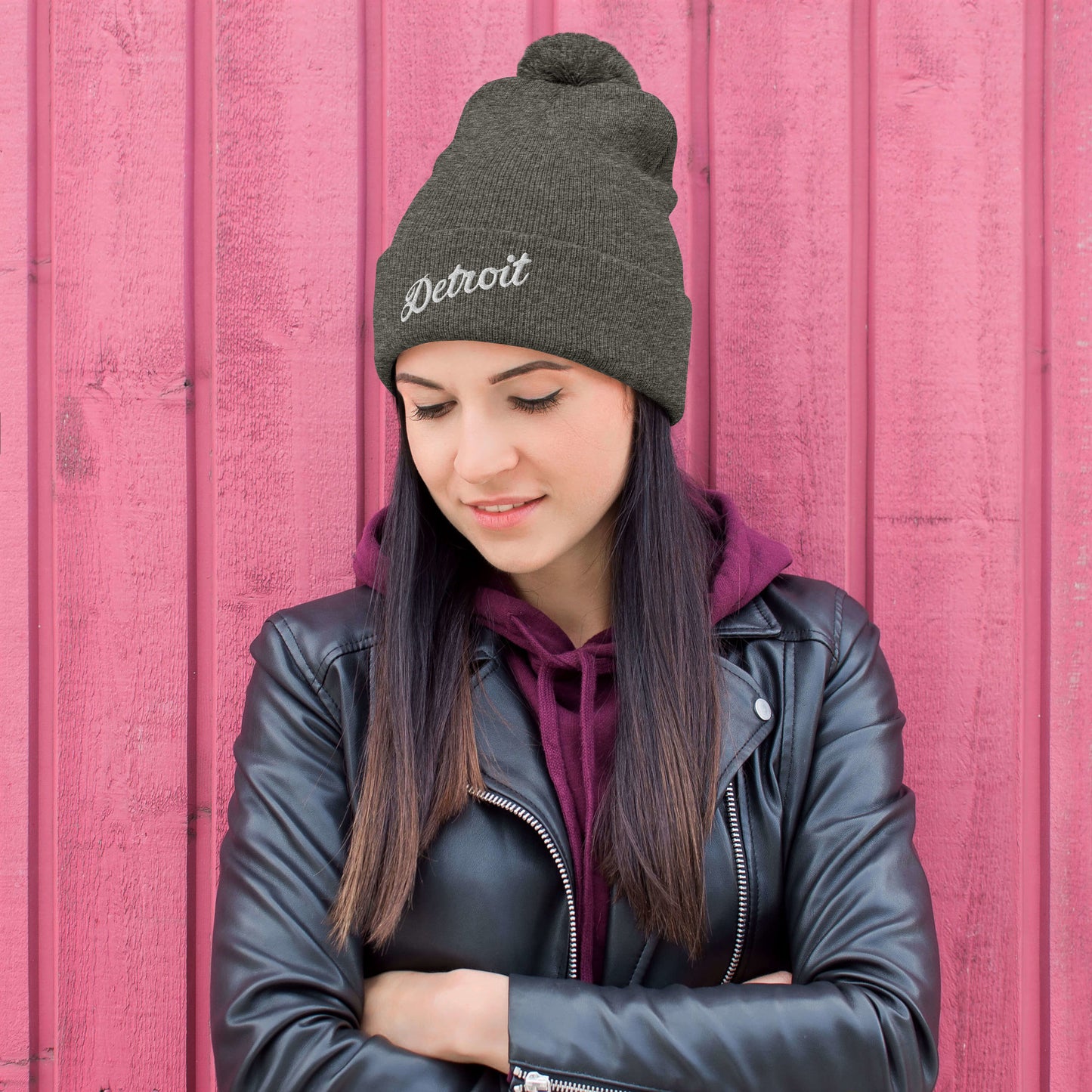 Detroit Script - Pom-Pom Beanie