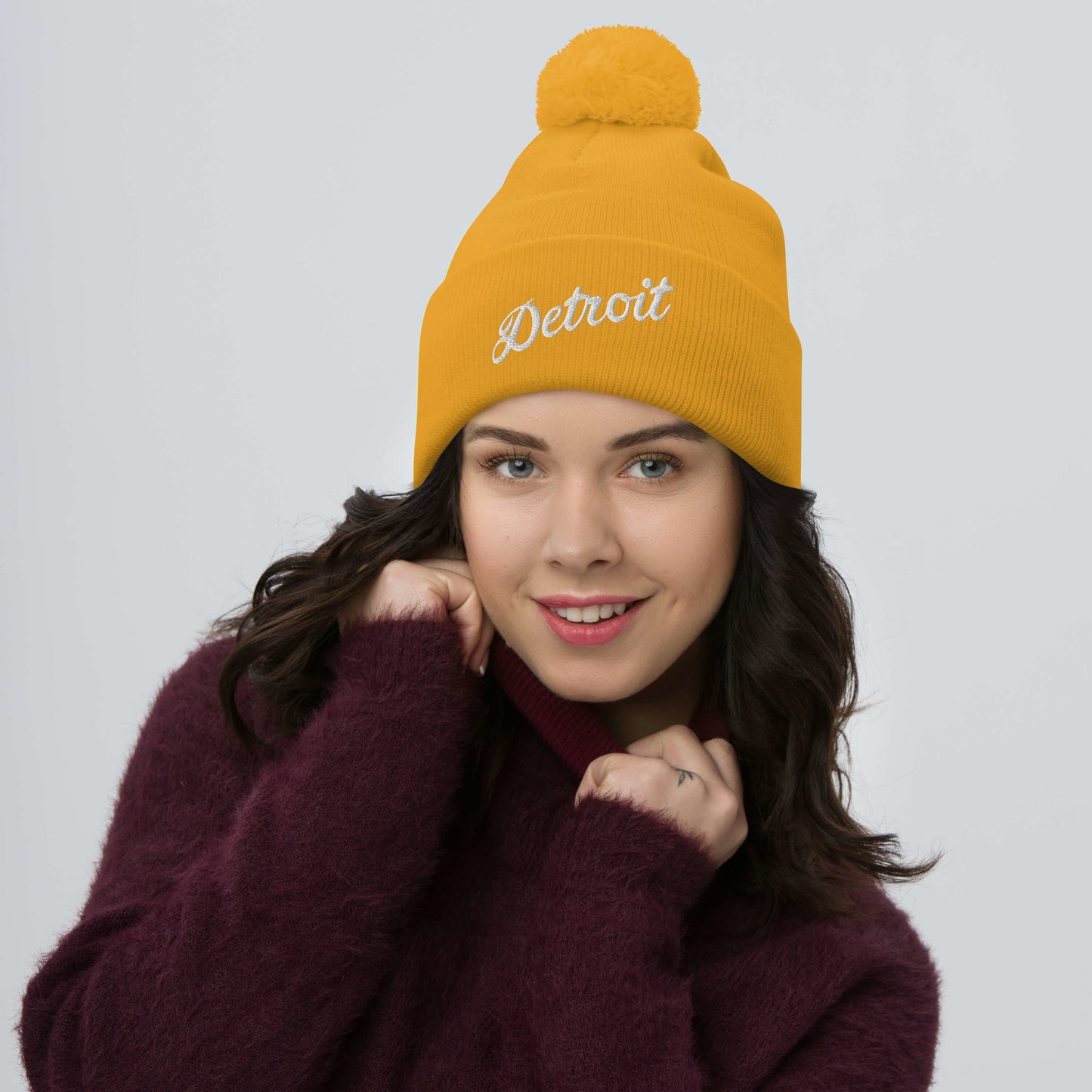 Detroit Script - Pom-Pom Beanie