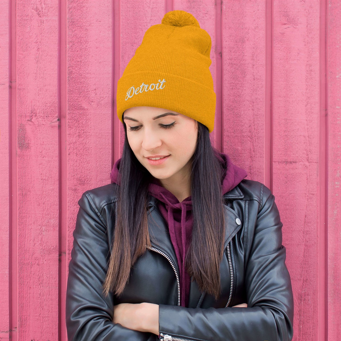 Detroit Script - Pom-Pom Beanie