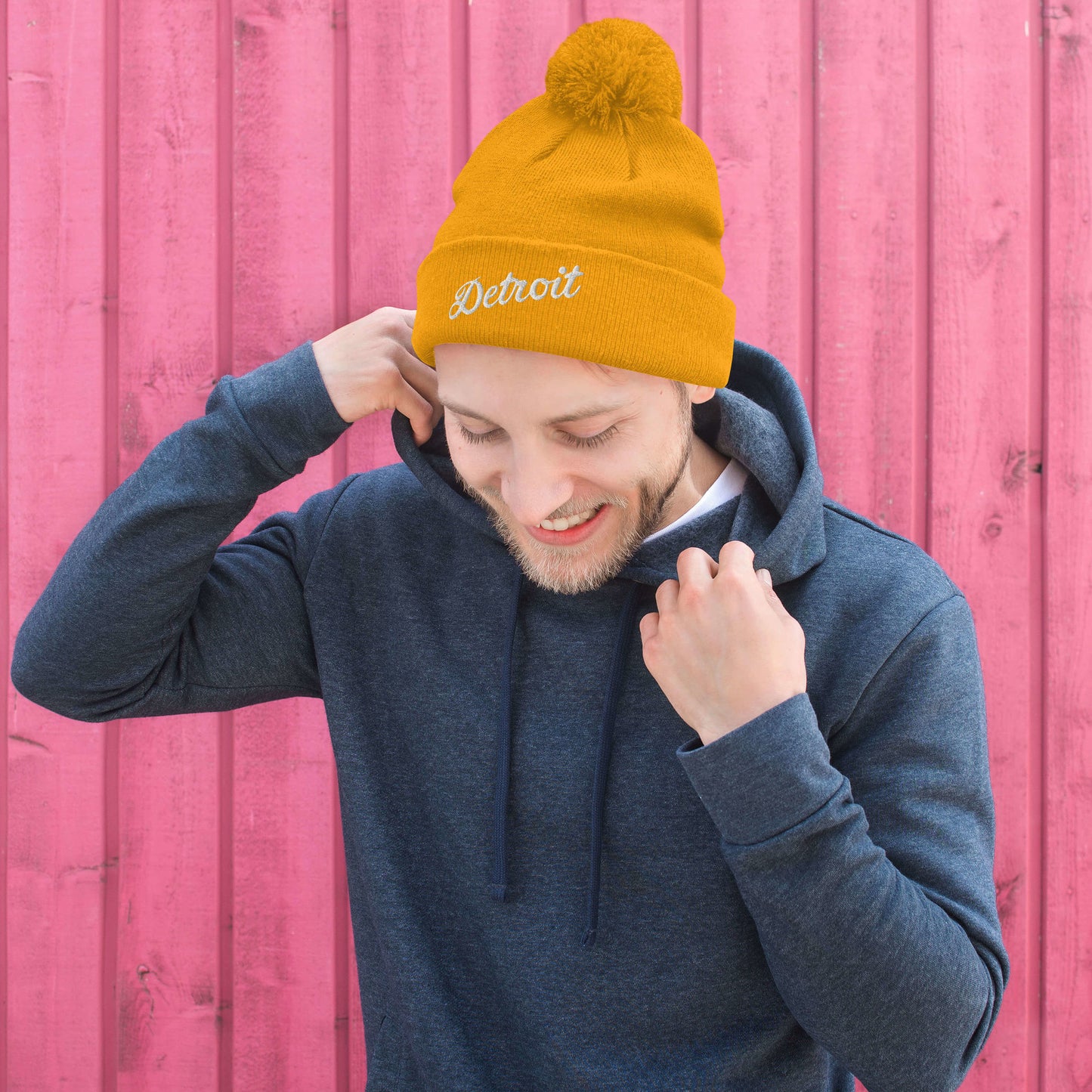 Detroit Script - Pom-Pom Beanie