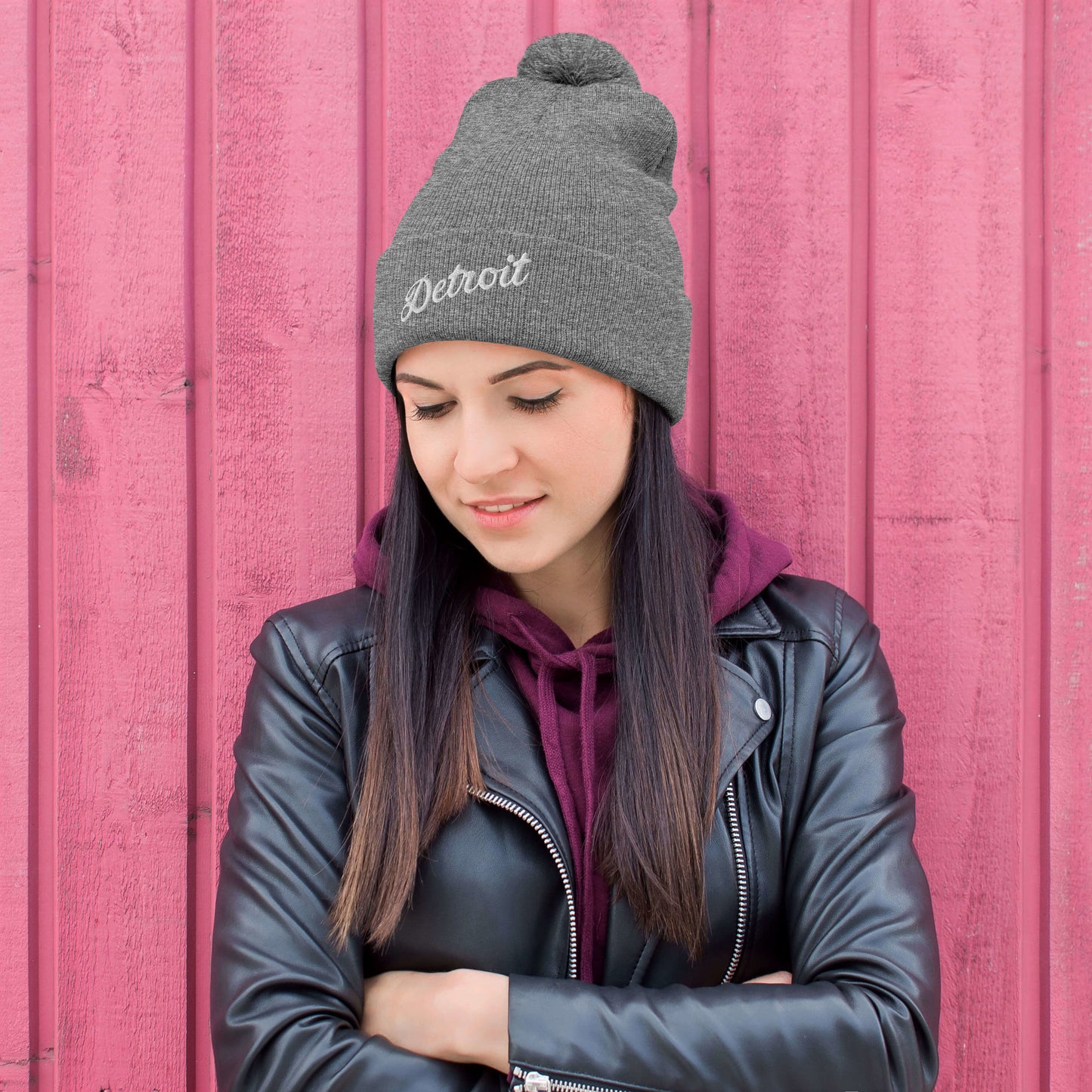 Detroit Script - Pom-Pom Beanie