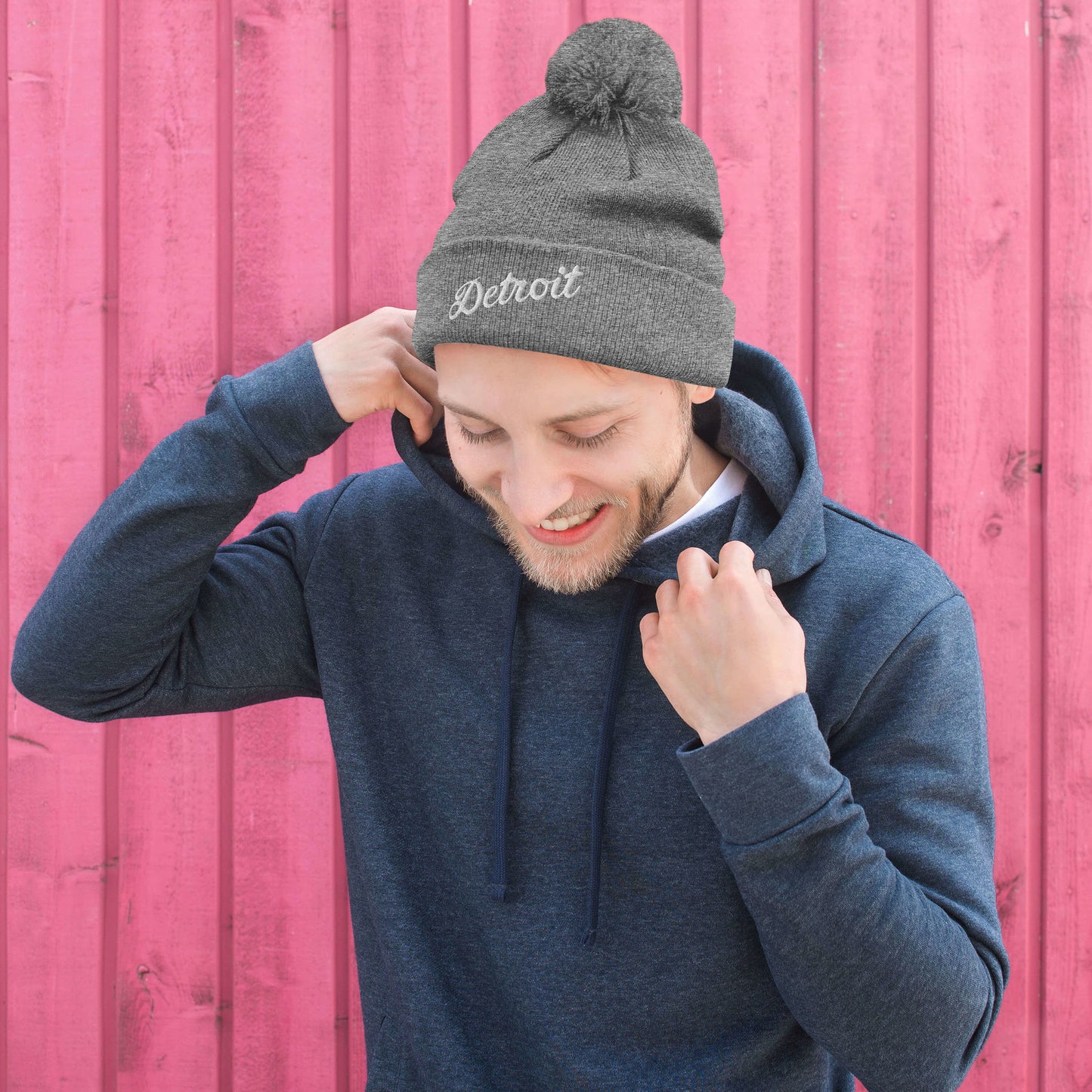 Detroit Script - Pom-Pom Beanie