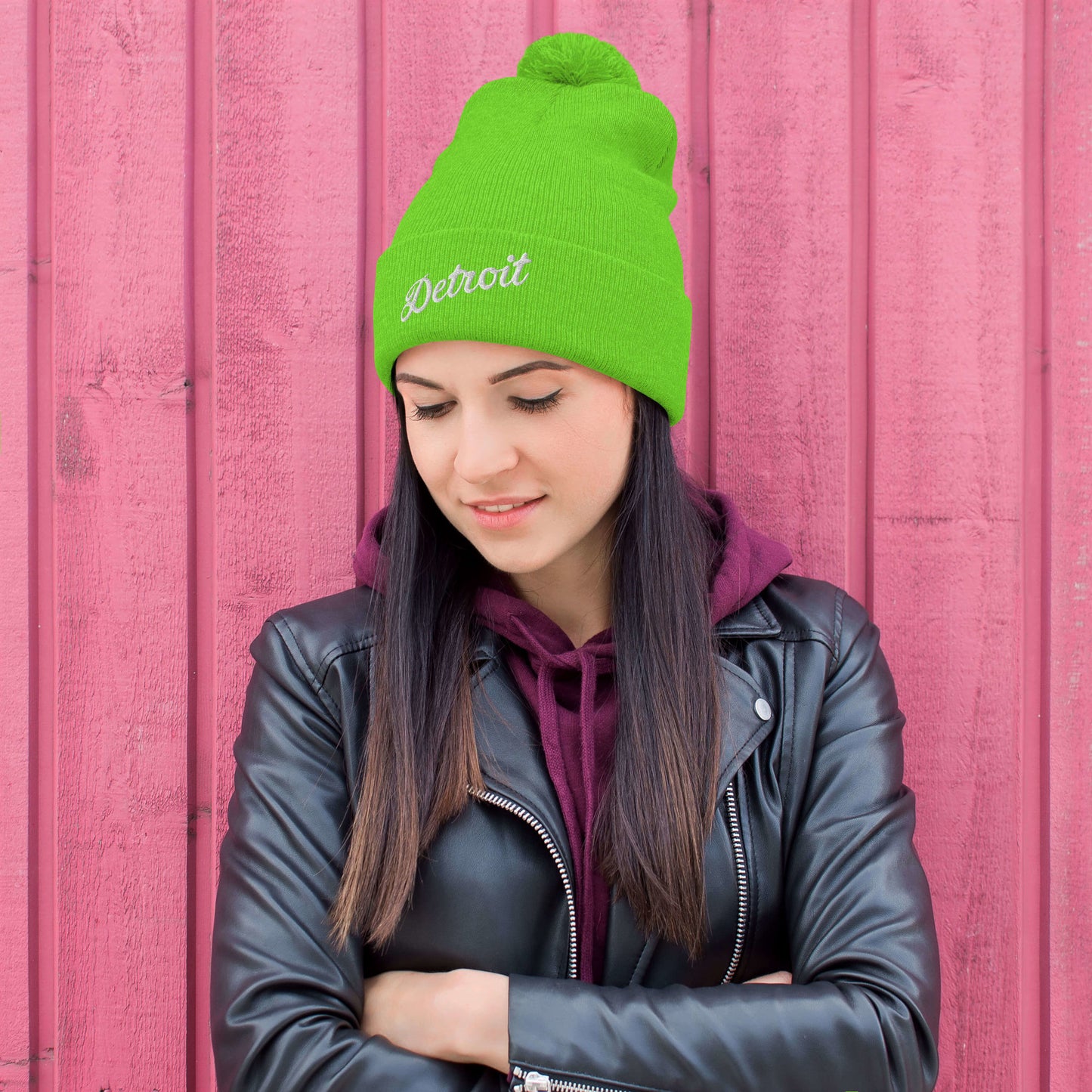 Detroit Script - Pom-Pom Beanie