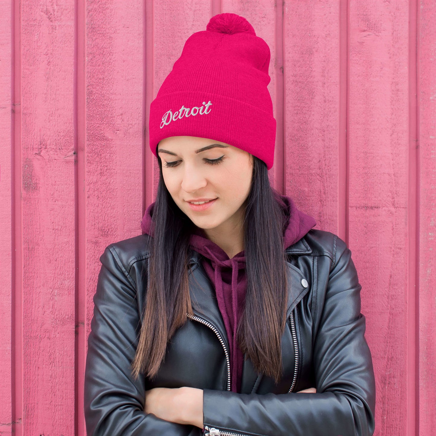 Detroit Script - Pom-Pom Beanie