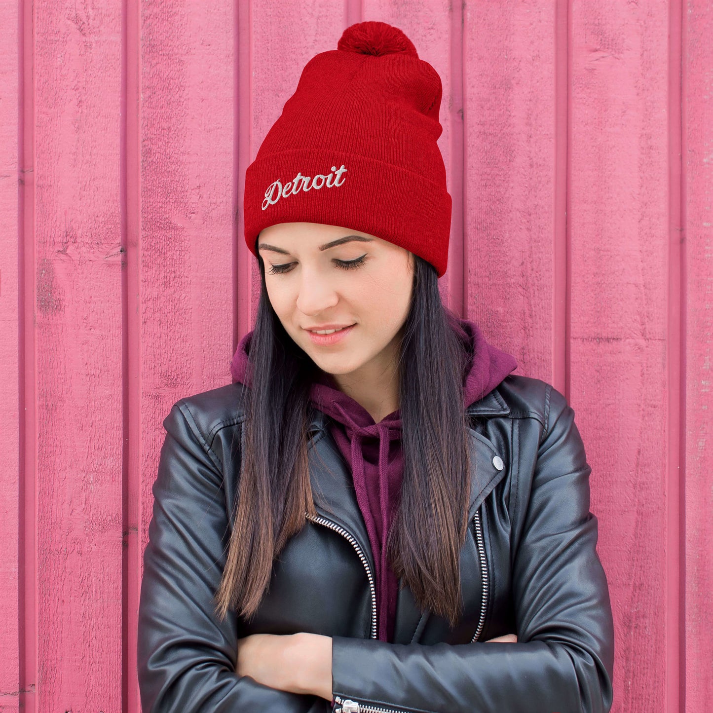 Detroit Script - Pom-Pom Beanie
