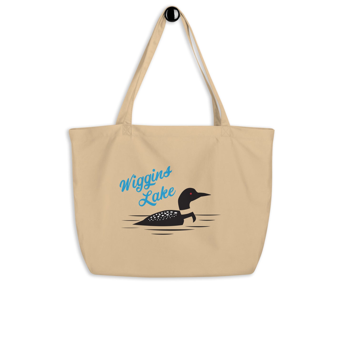 Wiggins Lake Loon - Large Organic Tote Bag