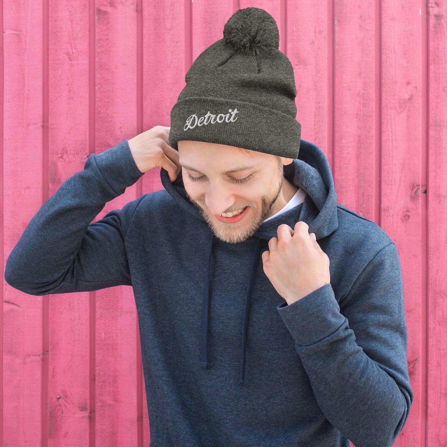 Detroit Script  -  Pom-Pom Beanie