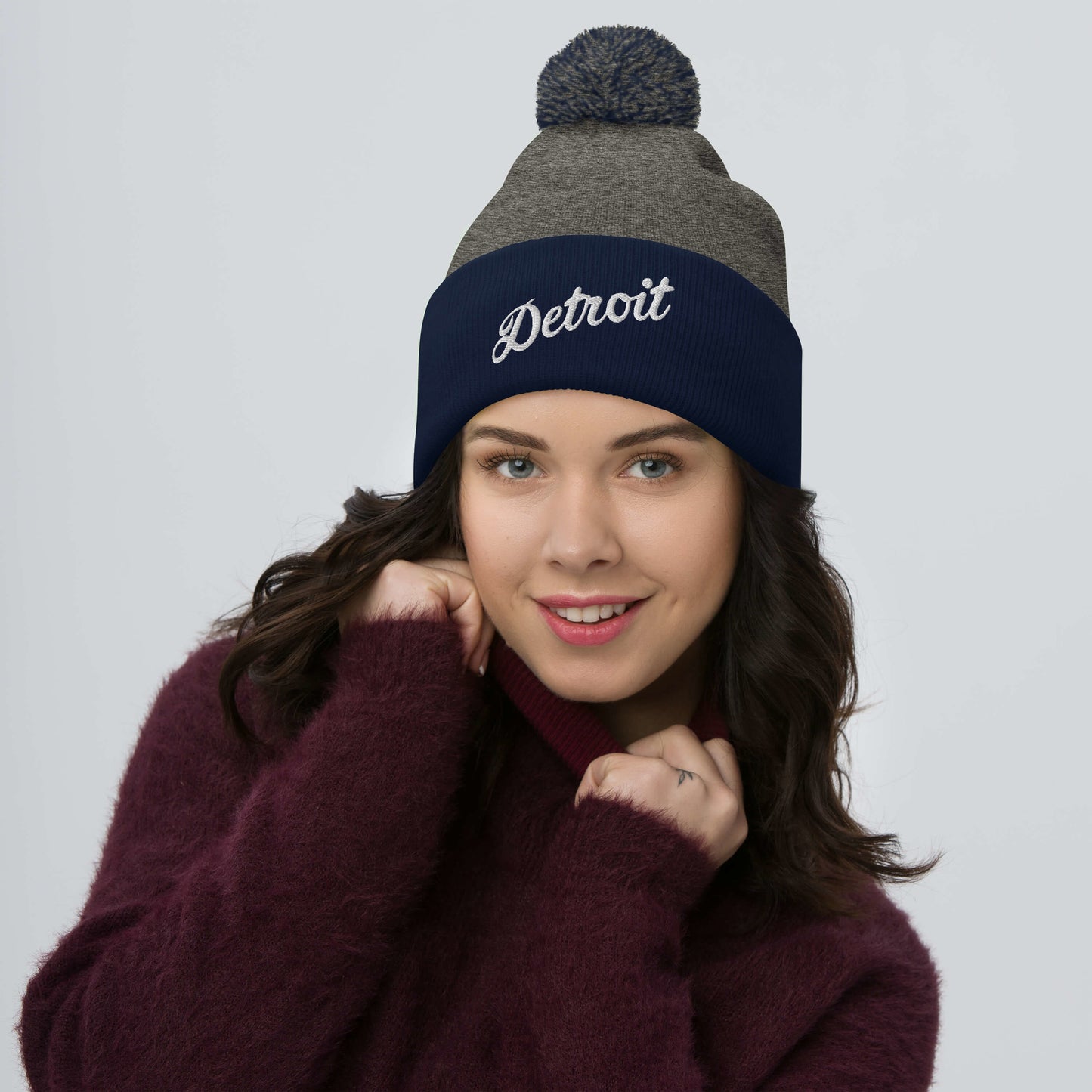 Detroit Script  -  Pom-Pom Beanie