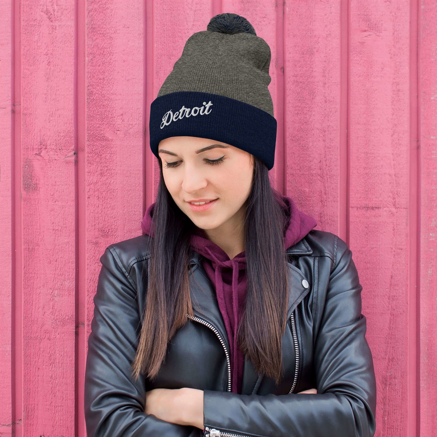 Detroit Script  -  Pom-Pom Beanie