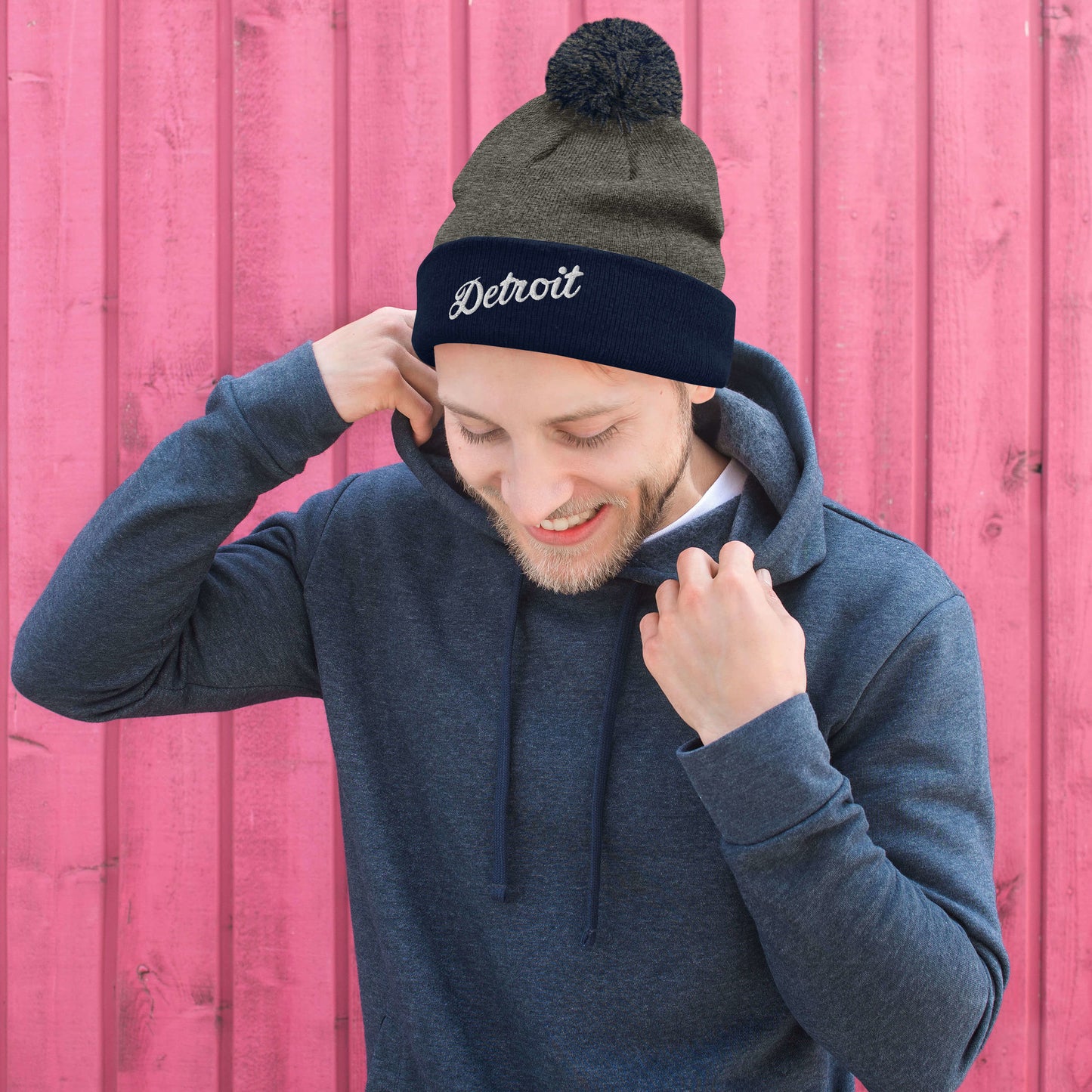 Detroit Script  -  Pom-Pom Beanie