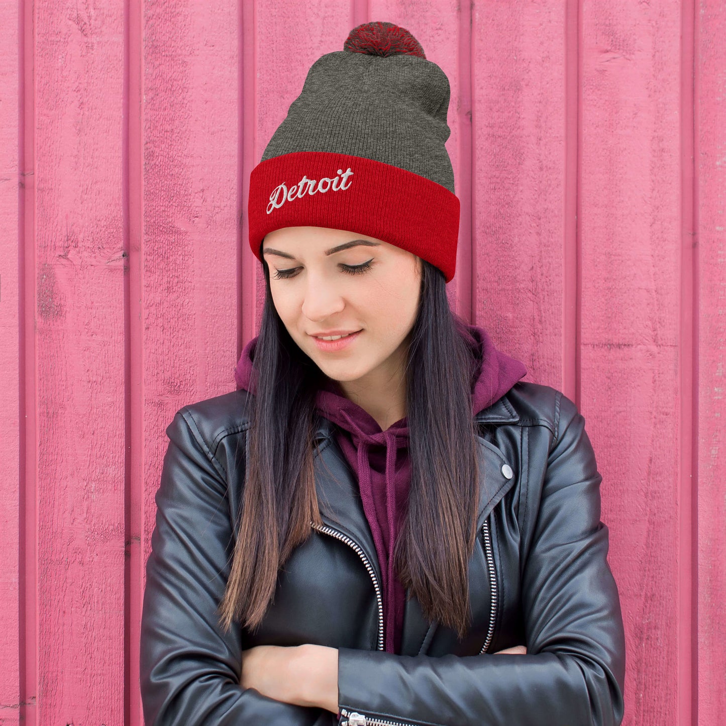 Detroit Script  -  Pom-Pom Beanie