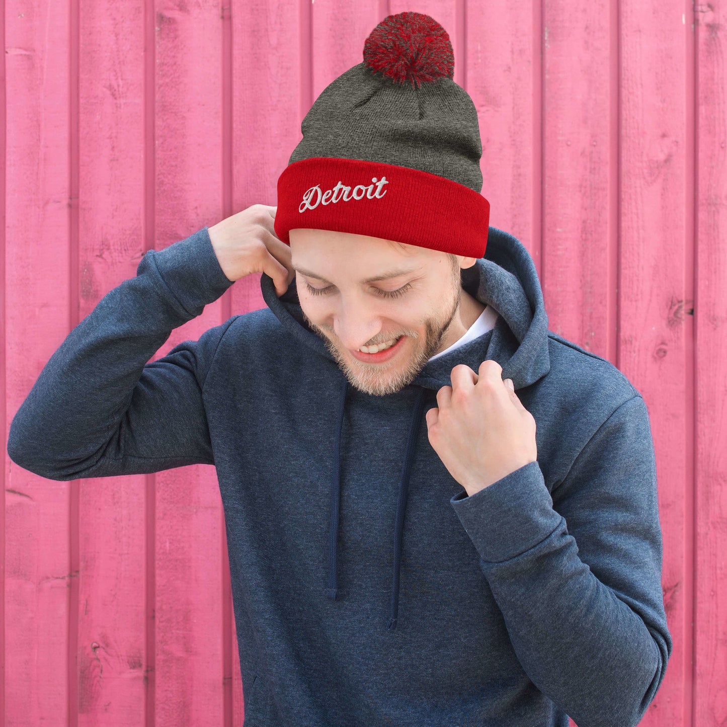 Detroit Script  -  Pom-Pom Beanie