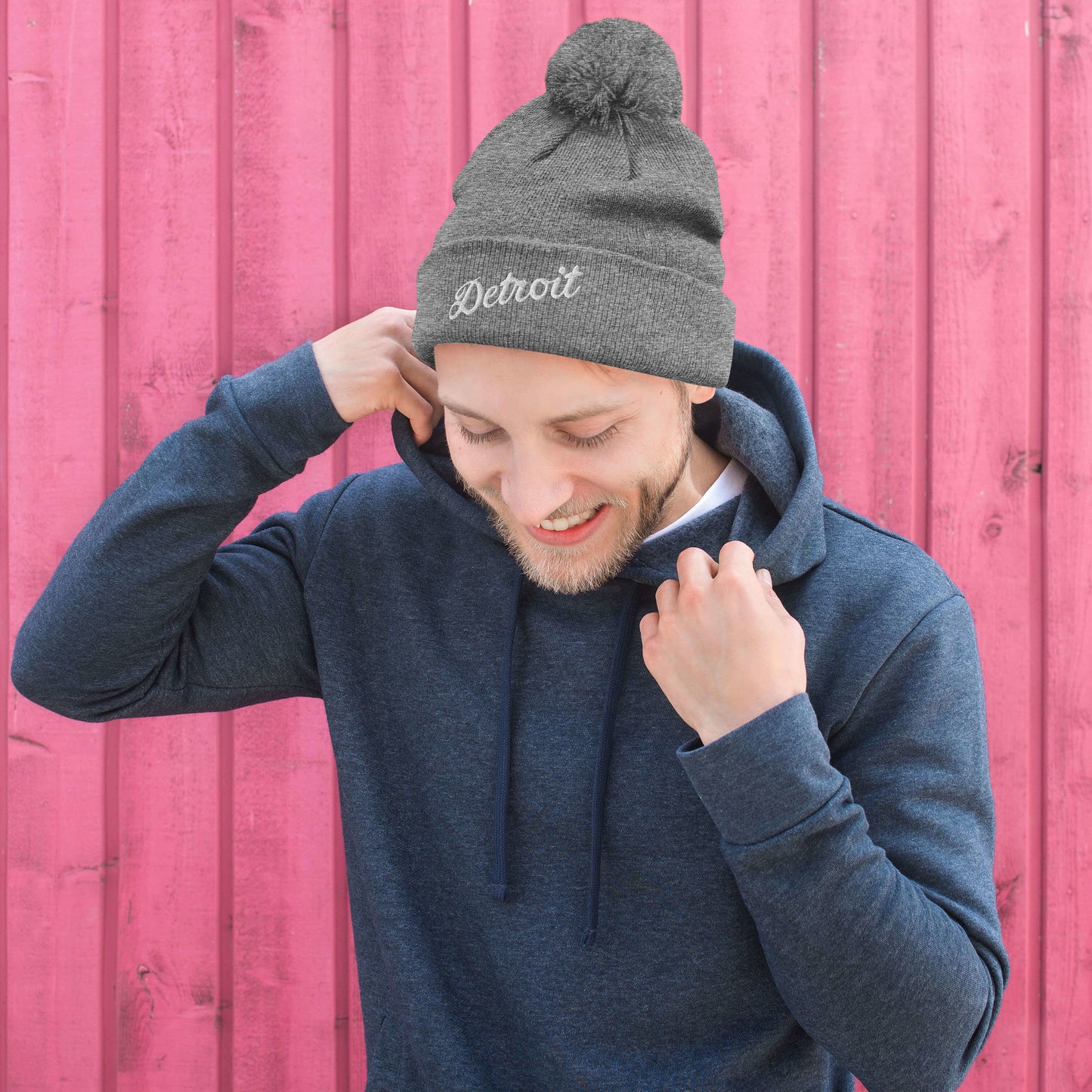 Detroit Script  -  Pom-Pom Beanie