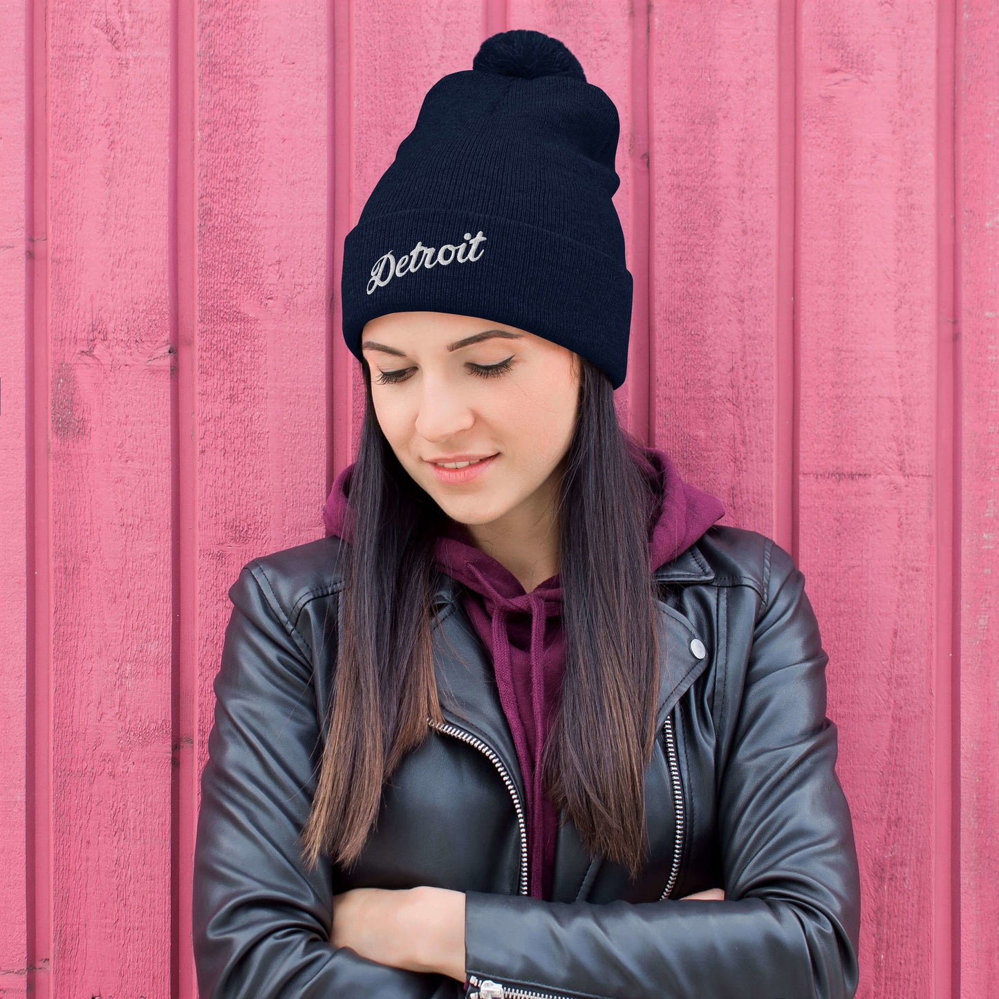 Detroit Script  -  Pom-Pom Beanie