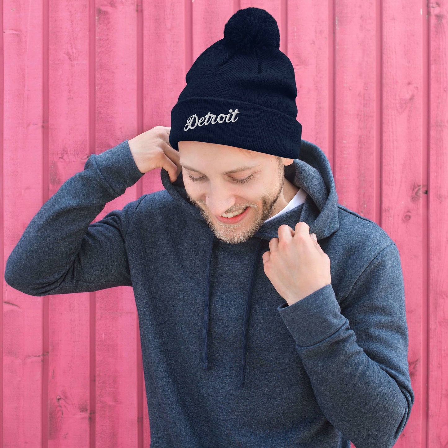 Detroit Script  -  Pom-Pom Beanie