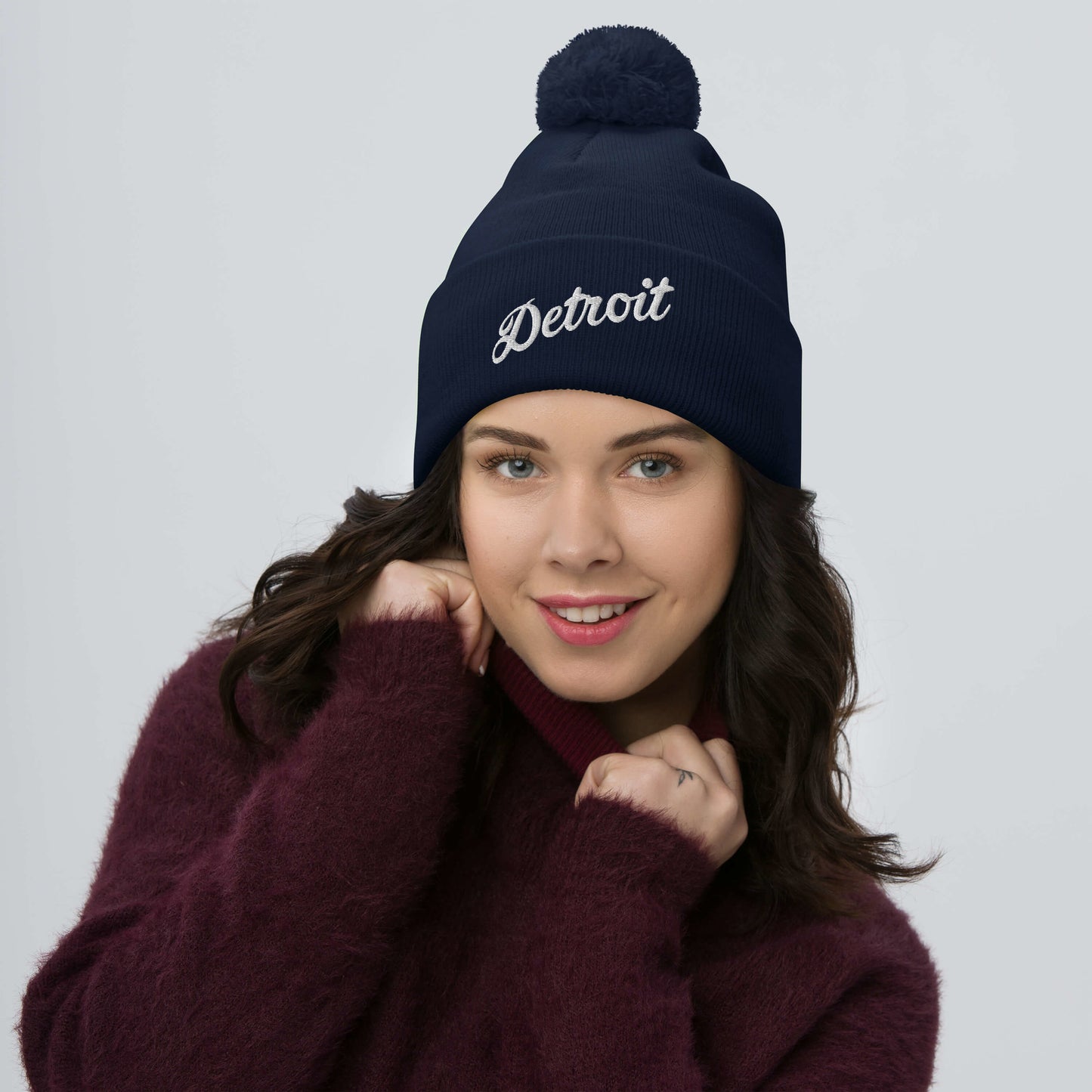 Detroit Script  -  Pom-Pom Beanie