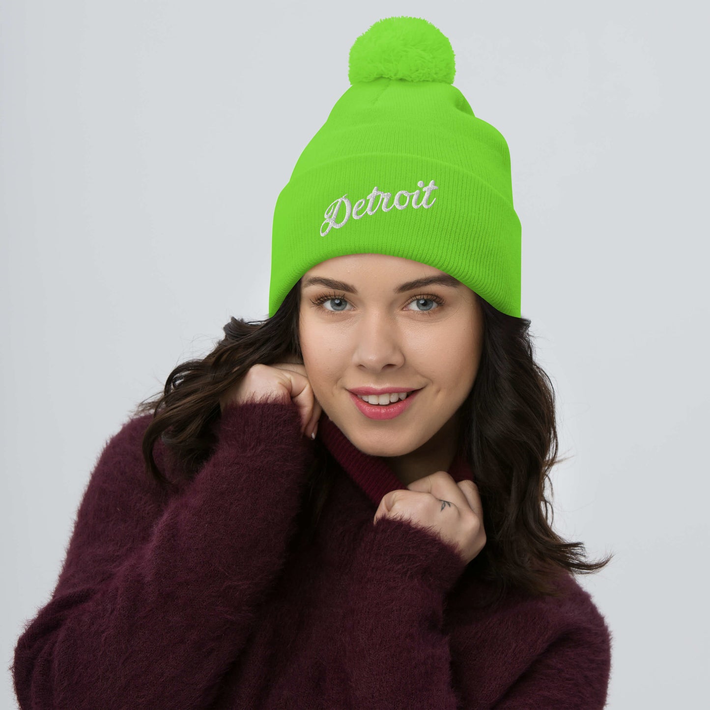 Detroit Script  -  Pom-Pom Beanie