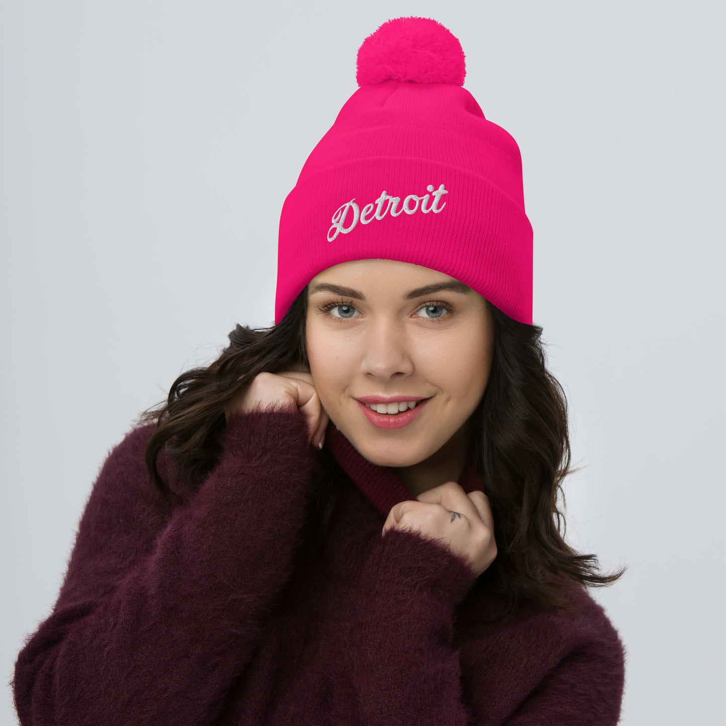 Detroit Script  -  Pom-Pom Beanie