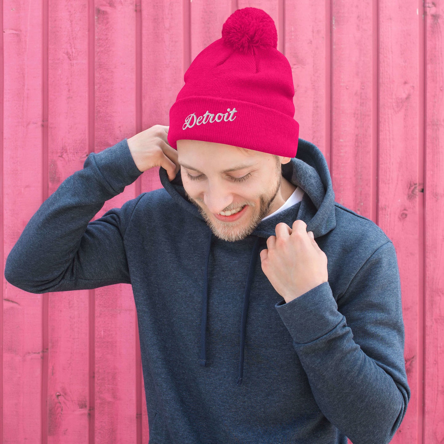 Detroit Script  -  Pom-Pom Beanie