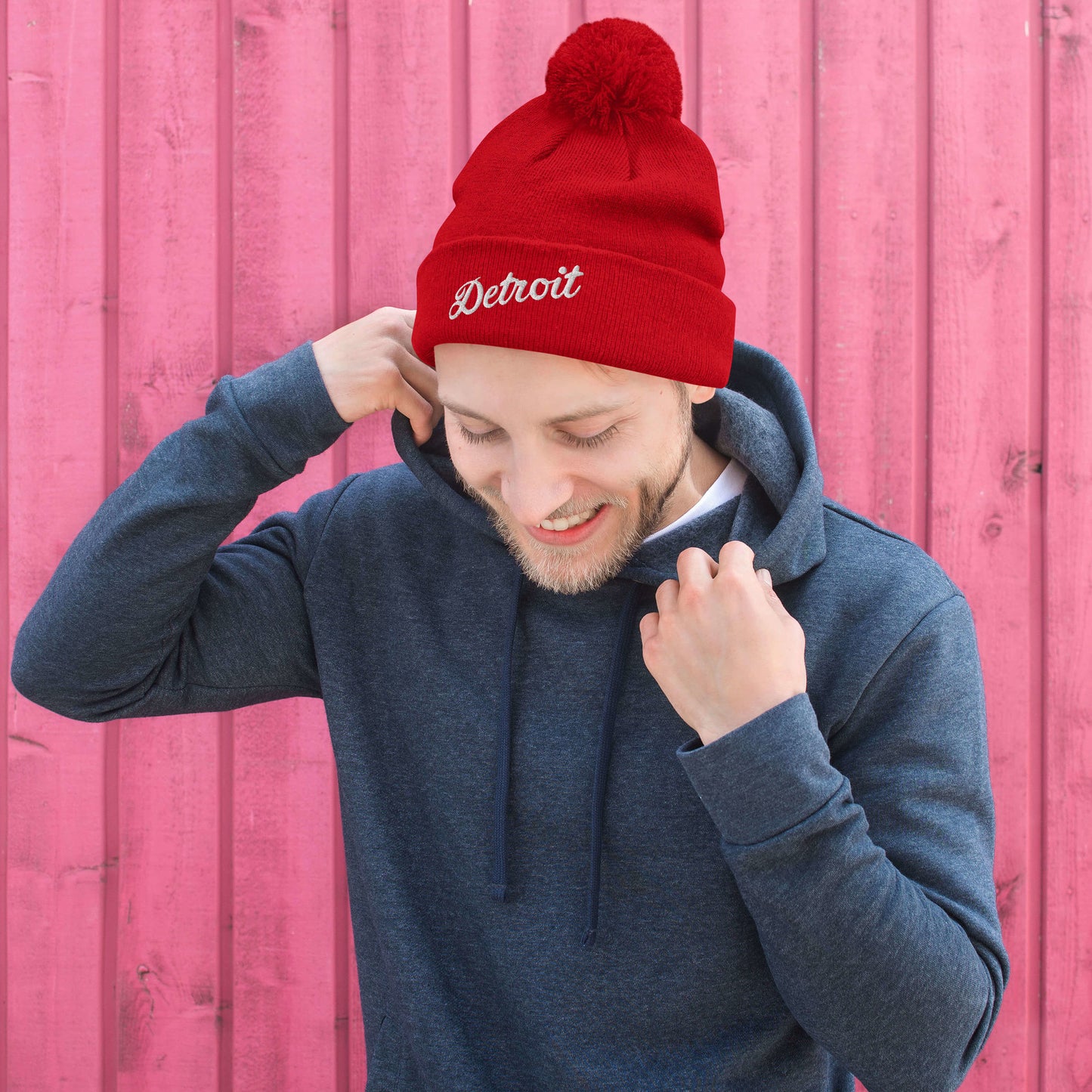 Detroit Script  -  Pom-Pom Beanie