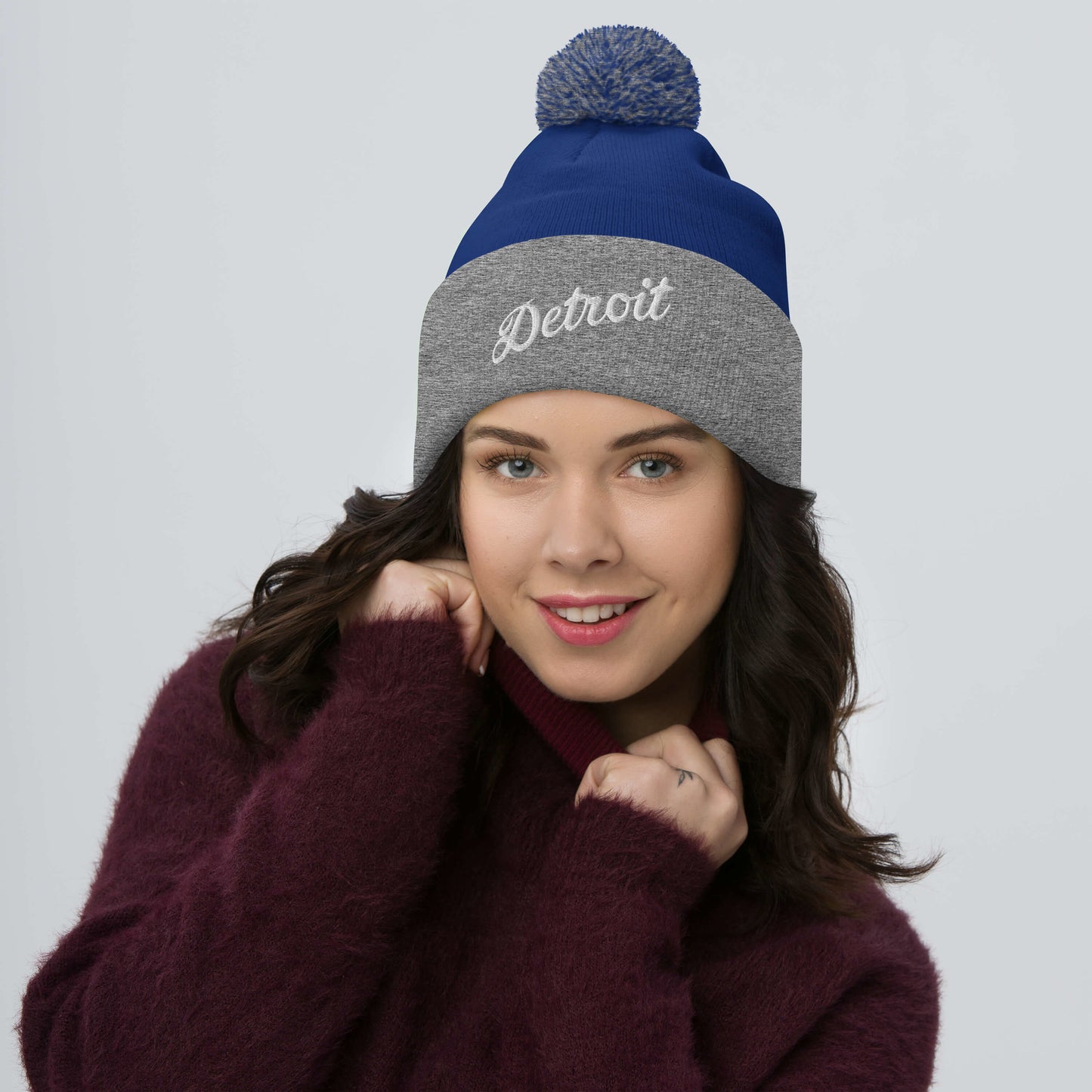 Detroit Script  -  Pom-Pom Beanie