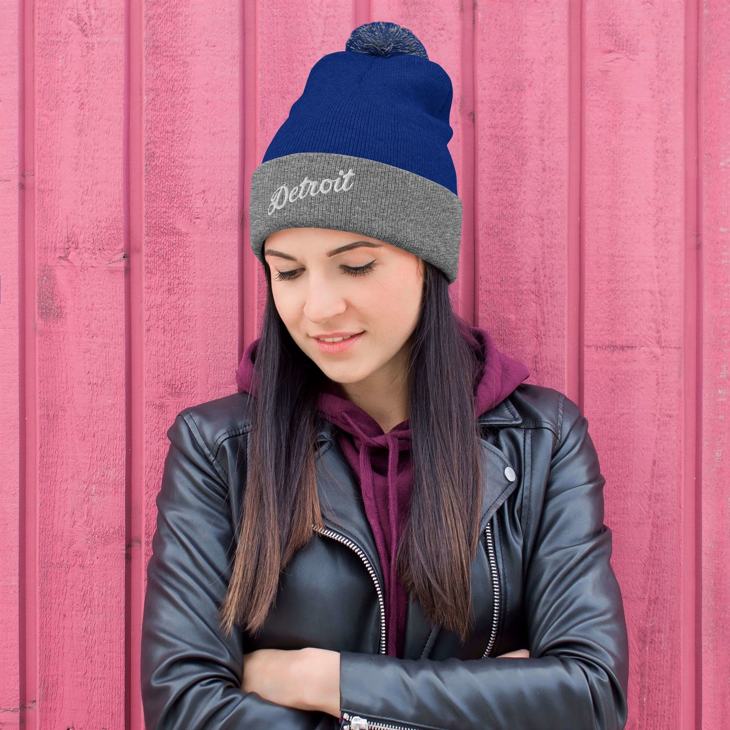 Detroit Script  -  Pom-Pom Beanie