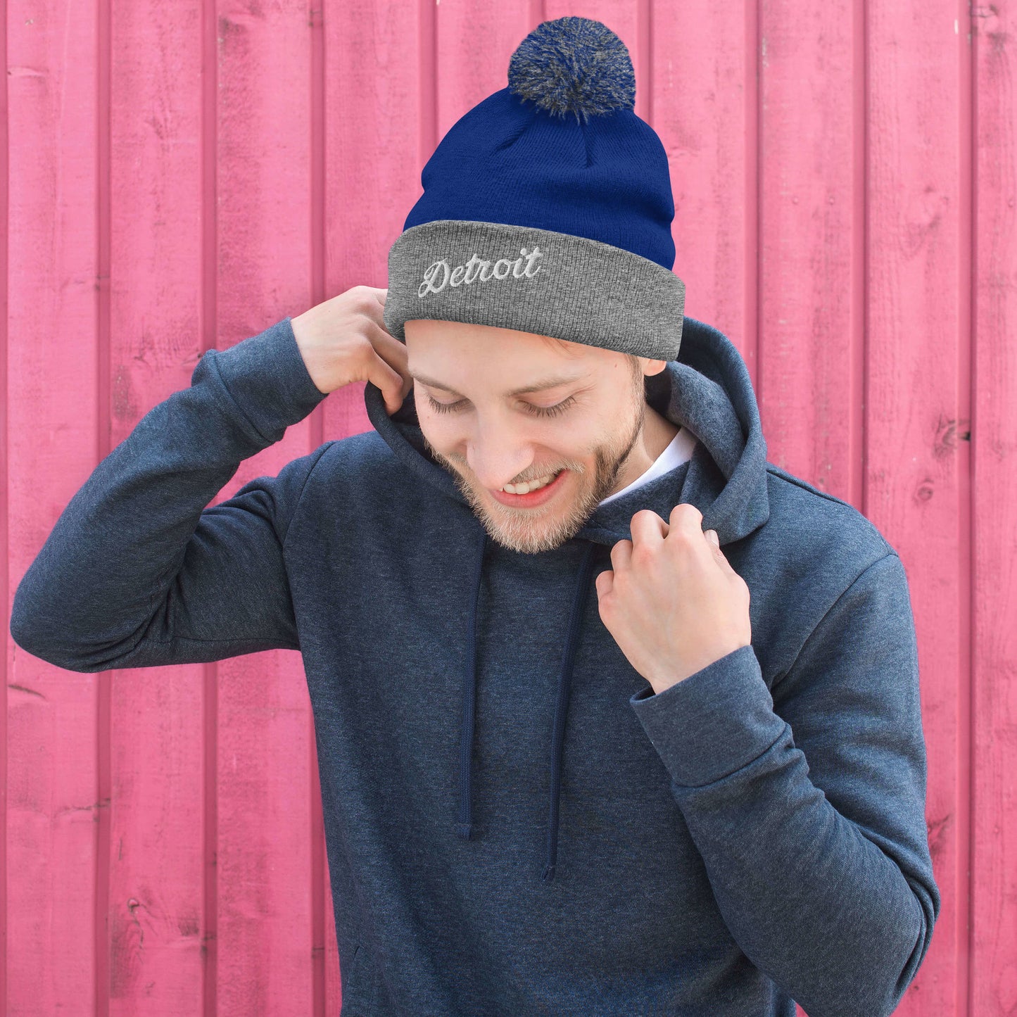 Detroit Script  -  Pom-Pom Beanie