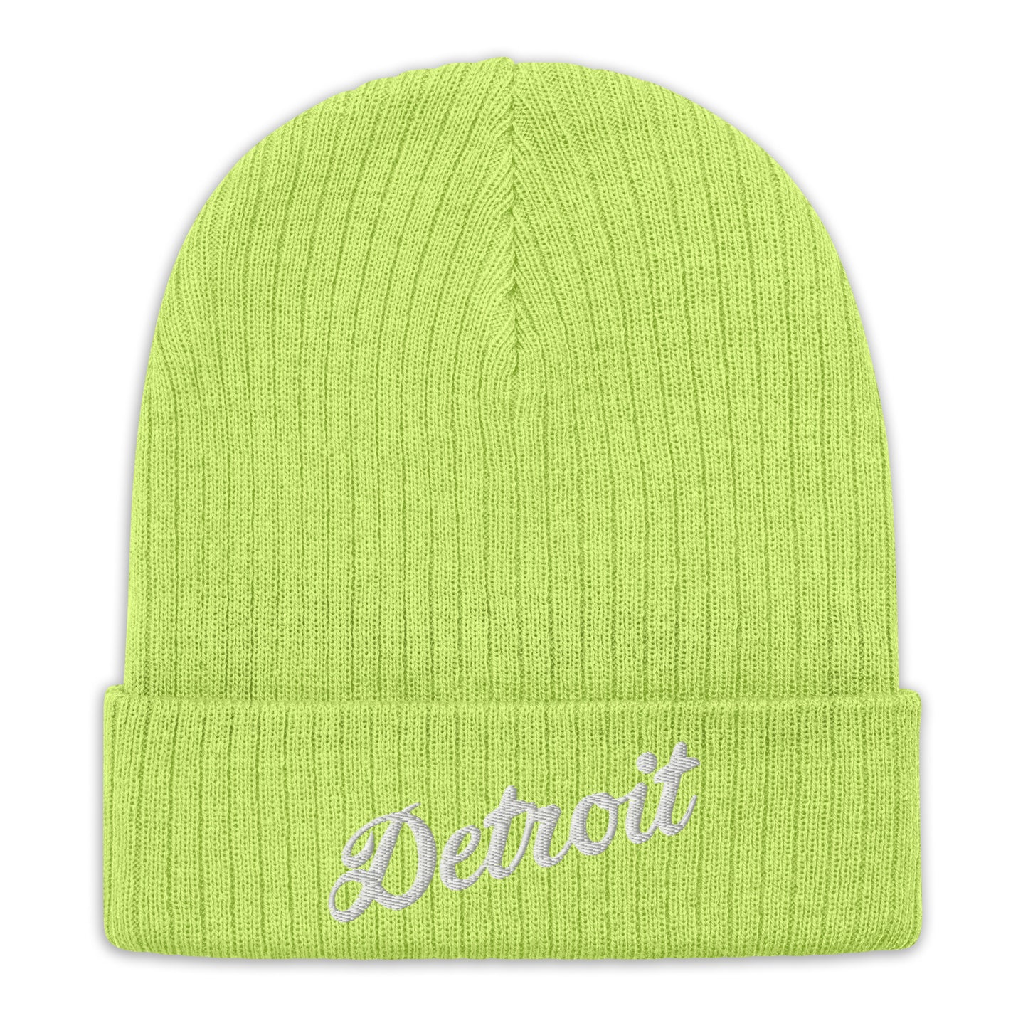 Detroit Script - Ribbed Knit Beanie