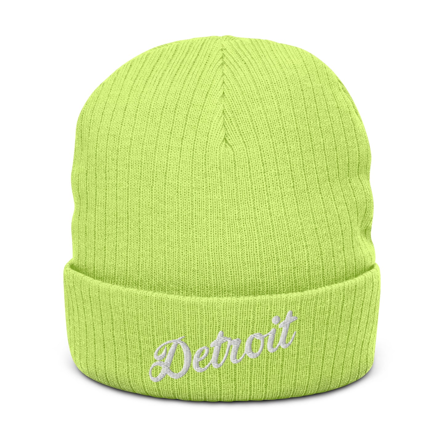 Detroit Script - Ribbed Knit Beanie