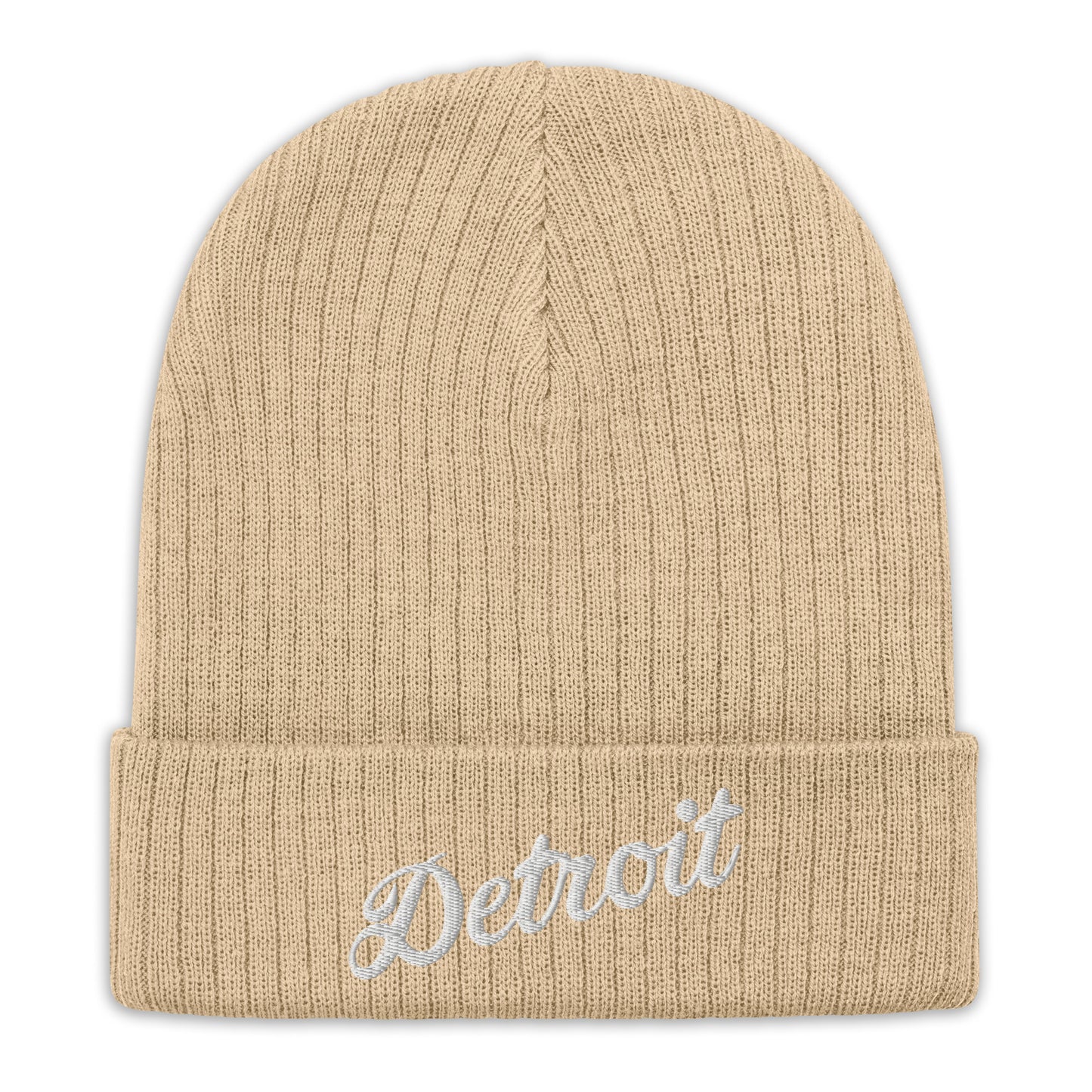 Detroit Script - Ribbed Knit Beanie