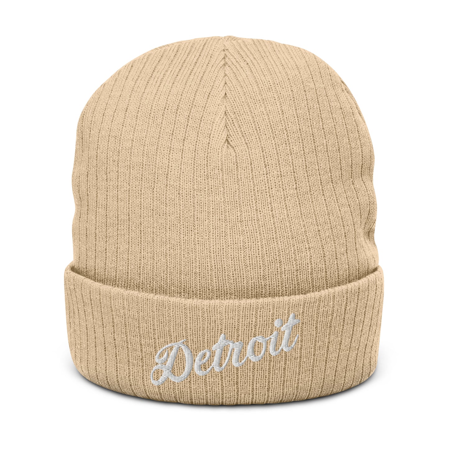 Detroit Script - Ribbed Knit Beanie