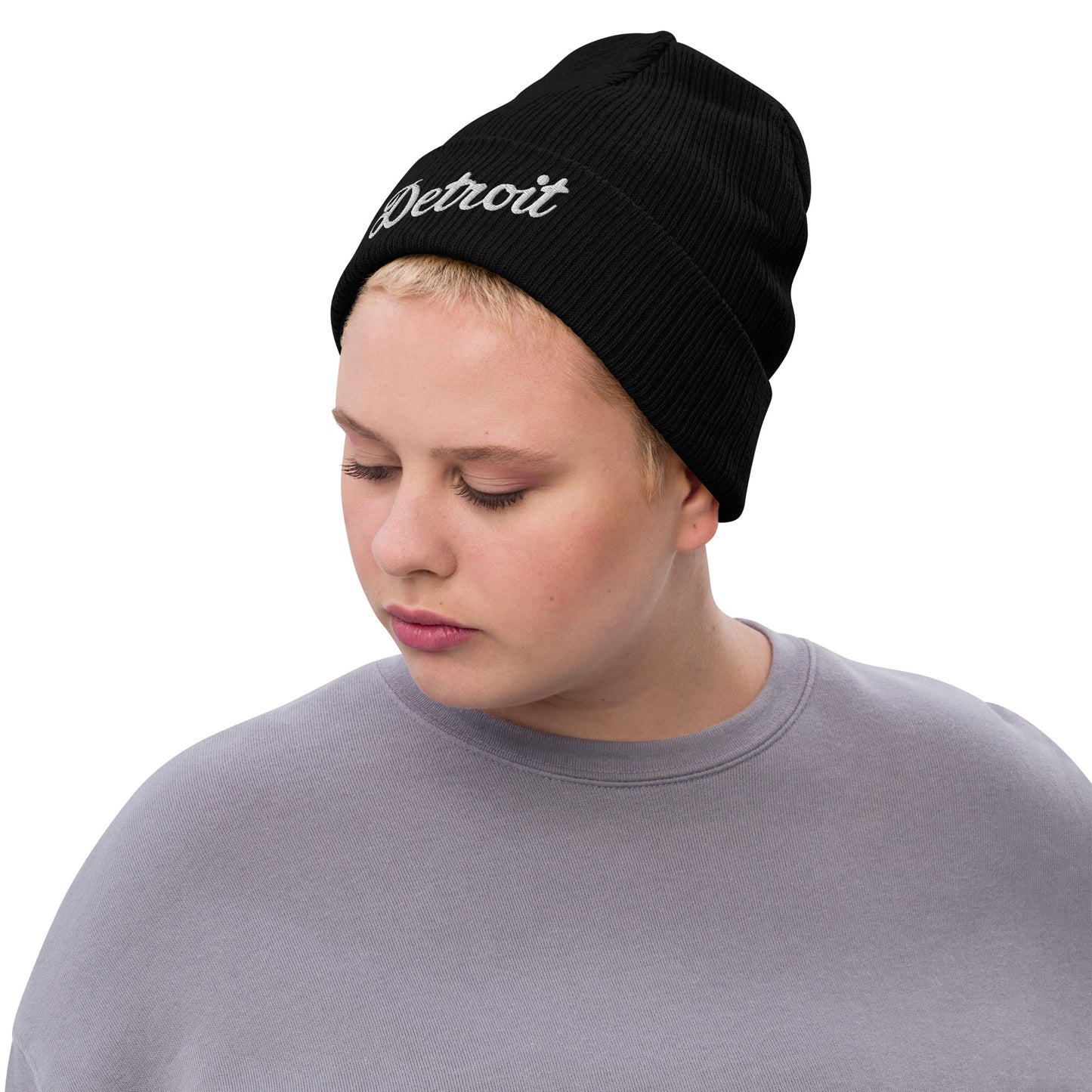 Detroit Script - Ribbed Knit Beanie