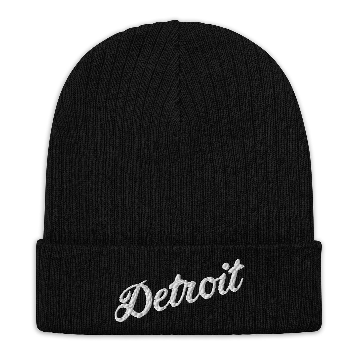 Detroit Script - Ribbed Knit Beanie