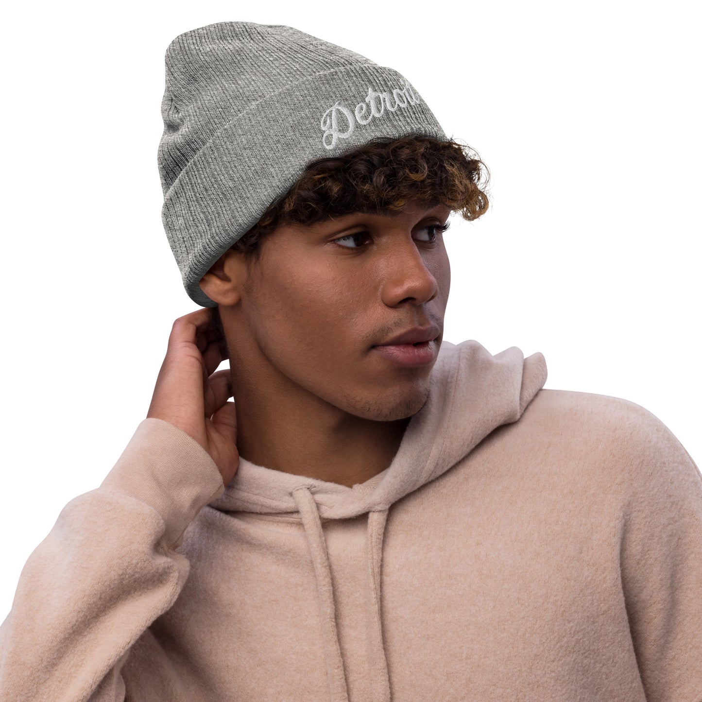 Detroit Script - Ribbed Knit Beanie