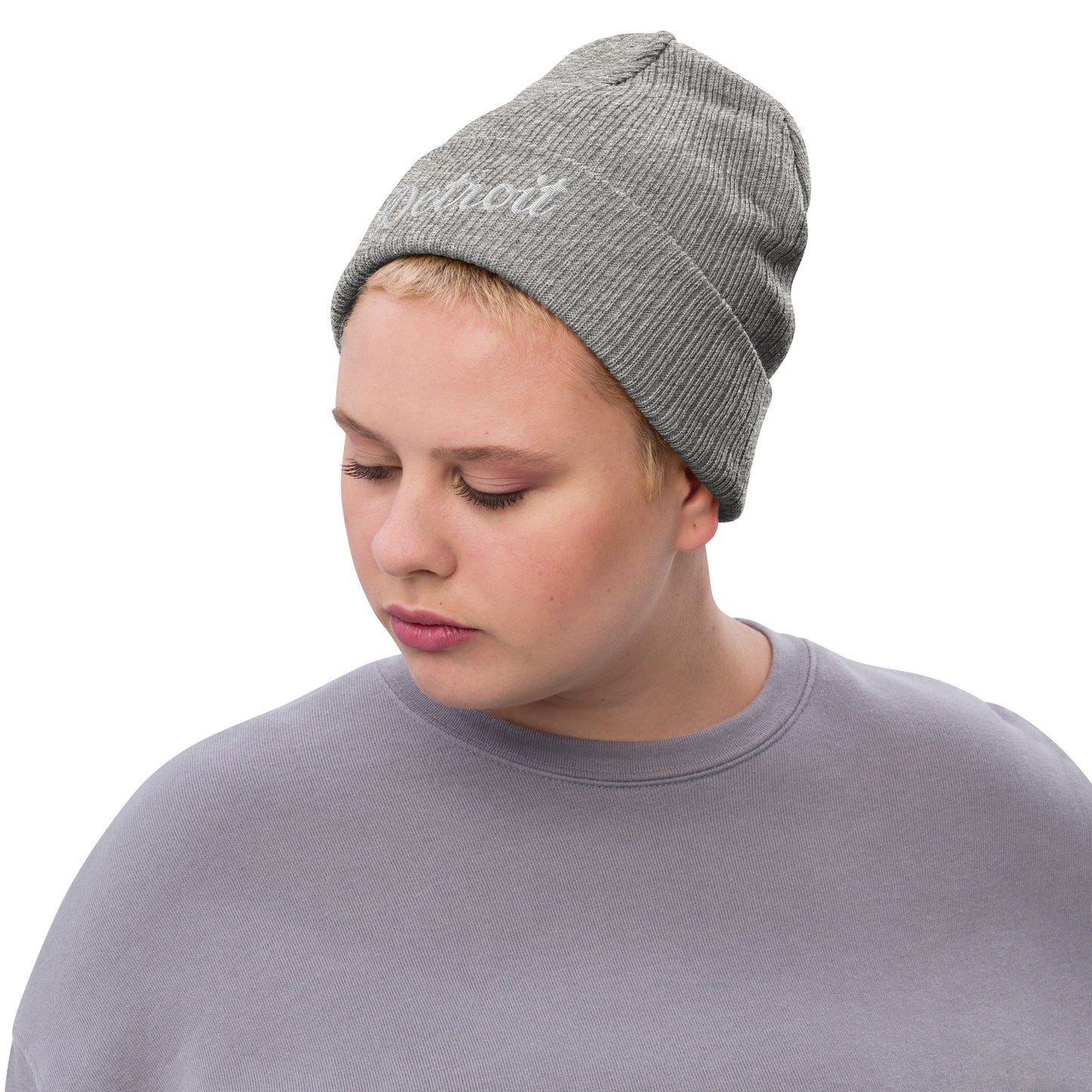 Detroit Script - Ribbed Knit Beanie