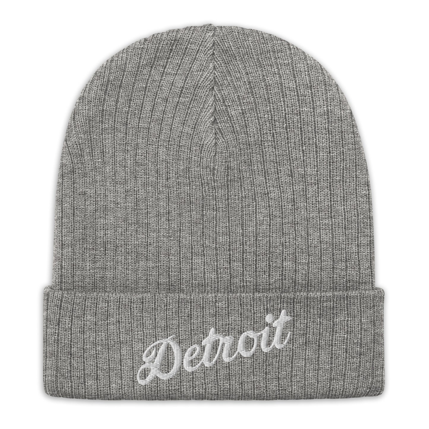 Detroit Script - Ribbed Knit Beanie