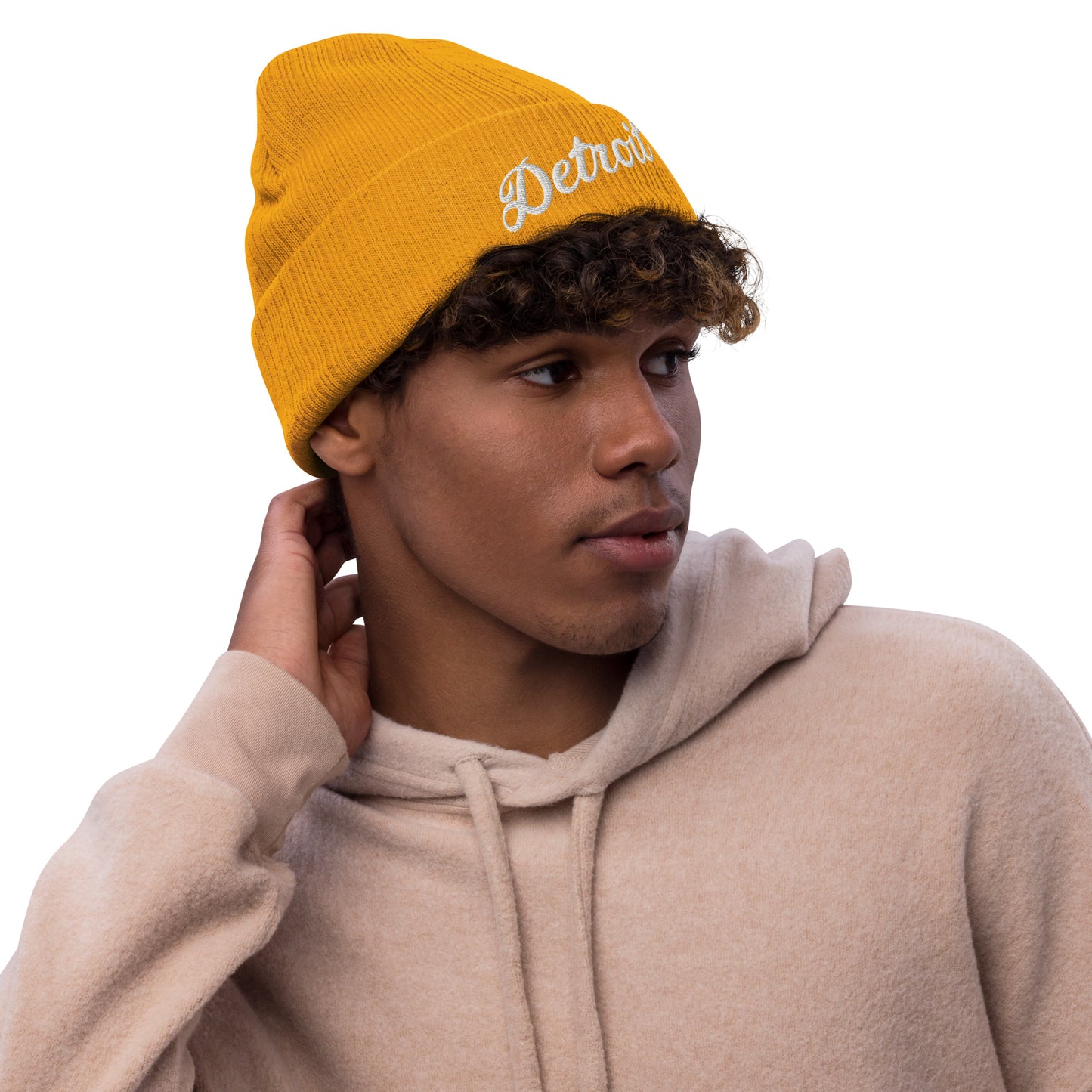 Detroit Script - Ribbed Knit Beanie