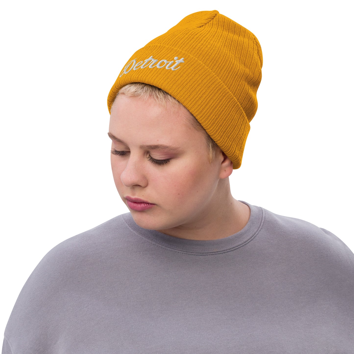 Detroit Script - Ribbed Knit Beanie