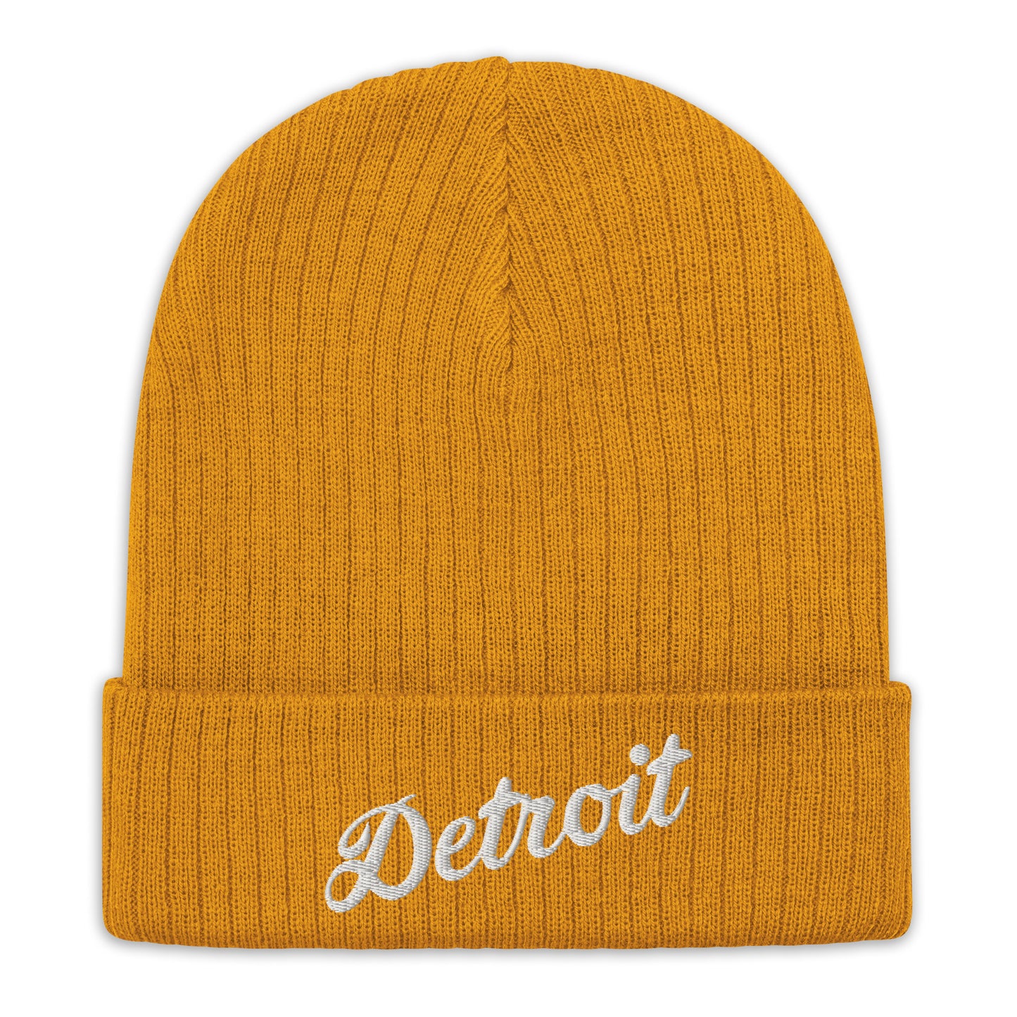 Detroit Script - Ribbed Knit Beanie