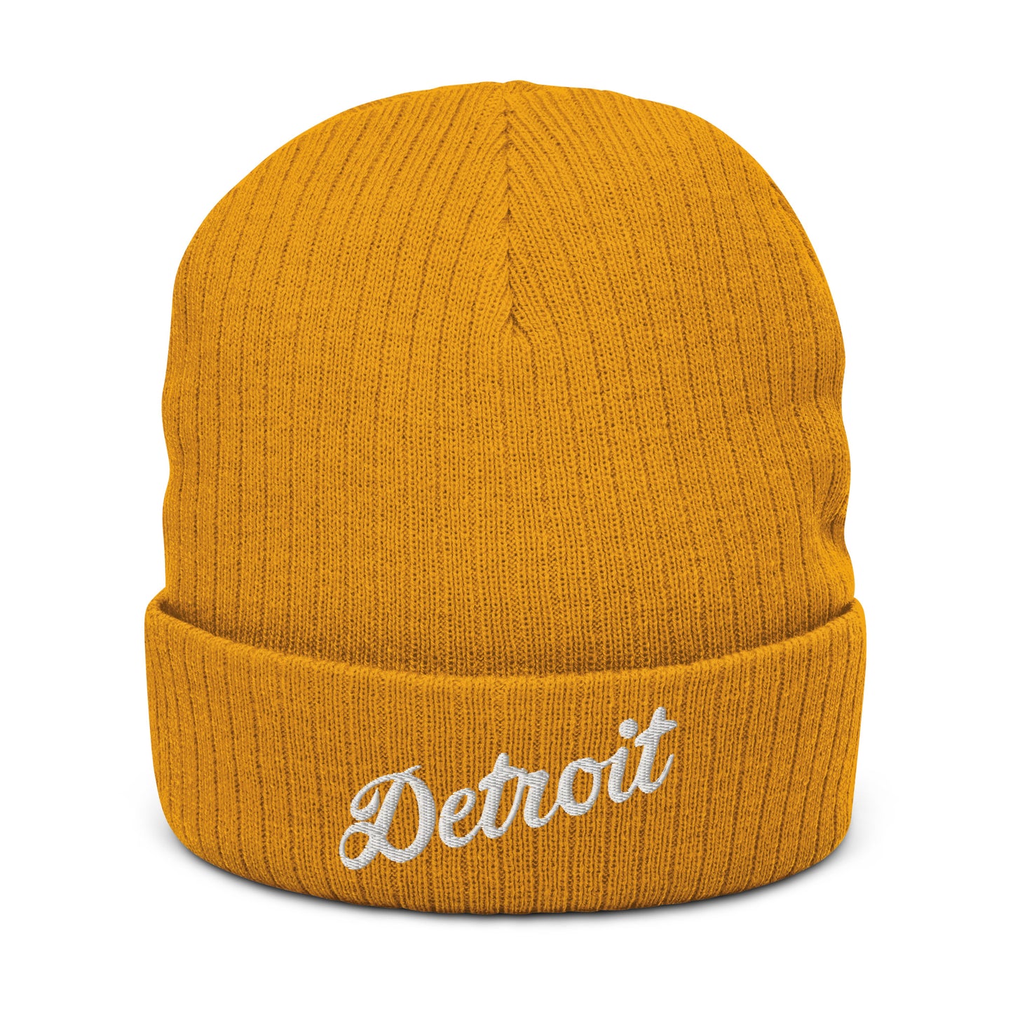 Detroit Script - Ribbed Knit Beanie