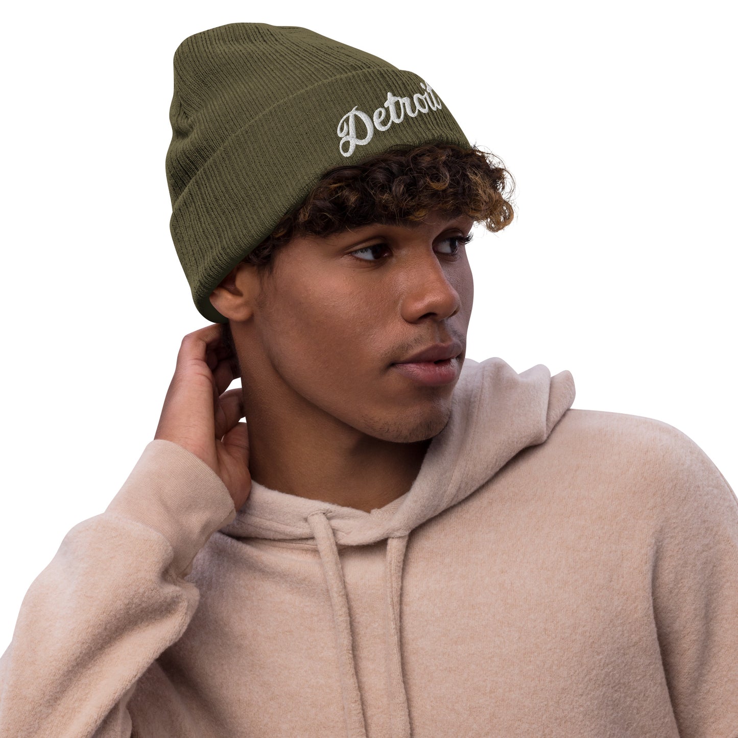 Detroit Script - Ribbed Knit Beanie