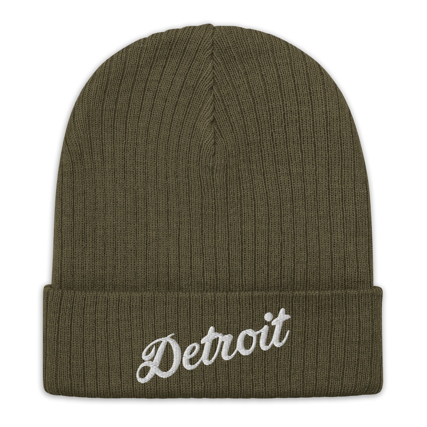 Detroit Script - Ribbed Knit Beanie