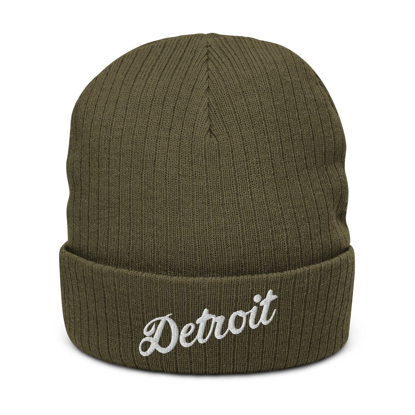 Detroit Script - Ribbed Knit Beanie