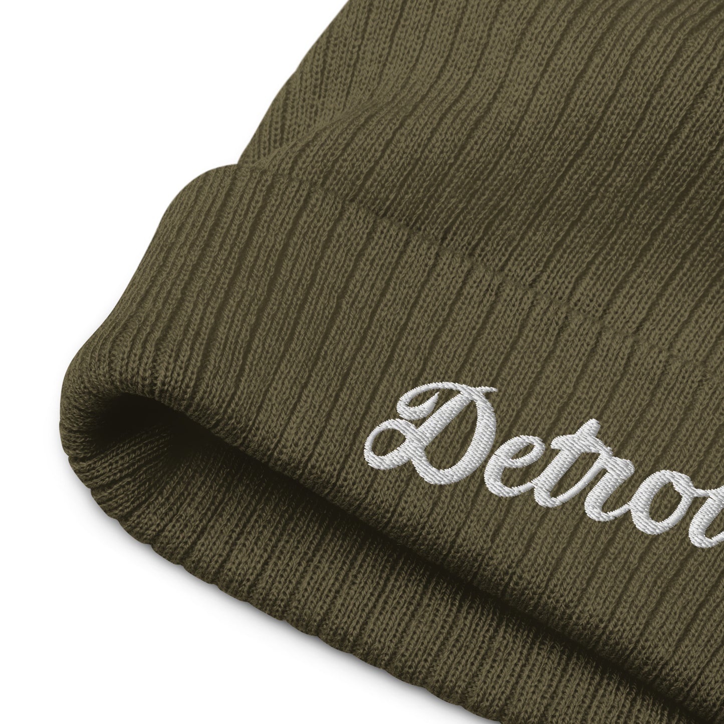 Detroit Script - Ribbed Knit Beanie