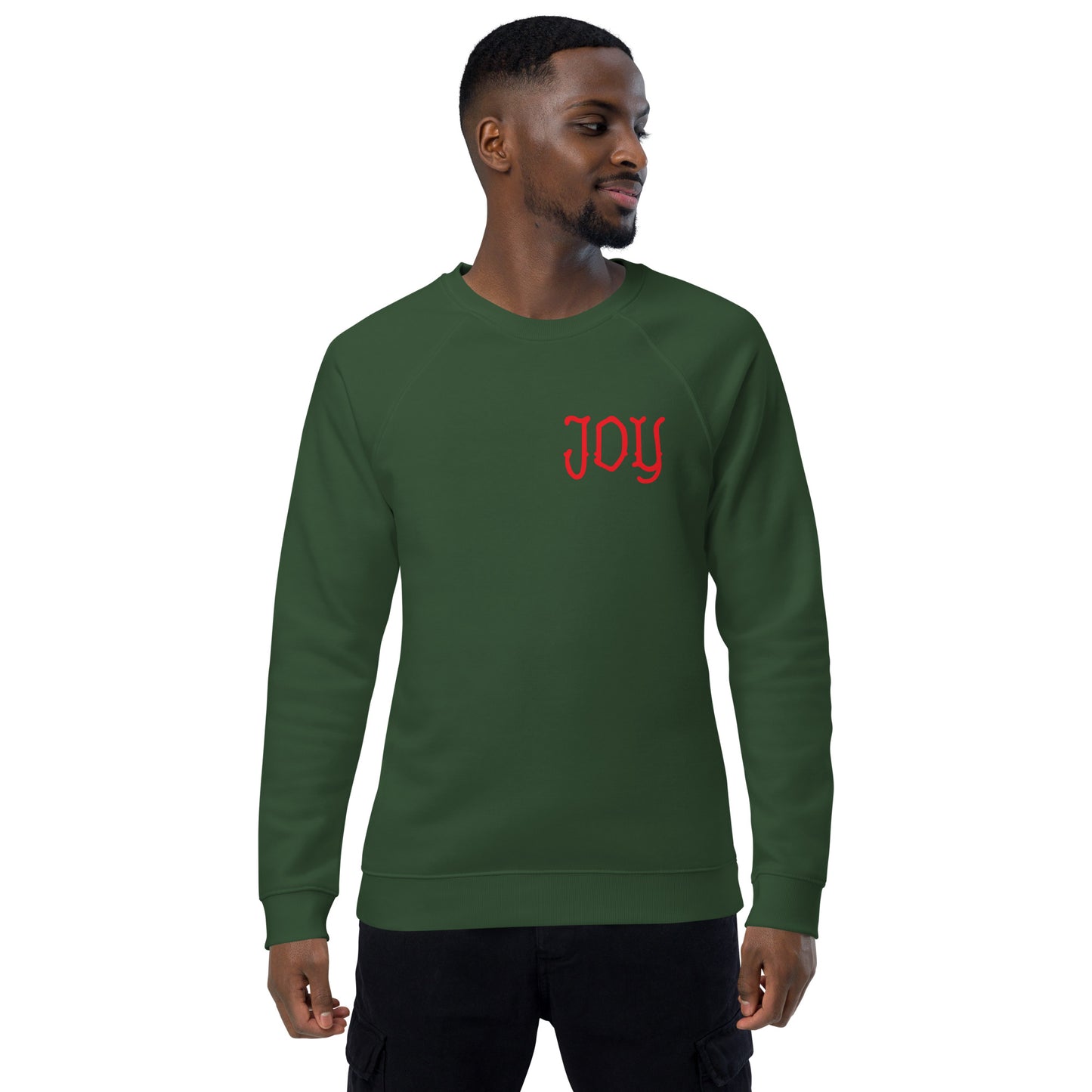 Joy In Your Heart (Red) - Unisex Organic Raglan Crewneck Sweatshirt