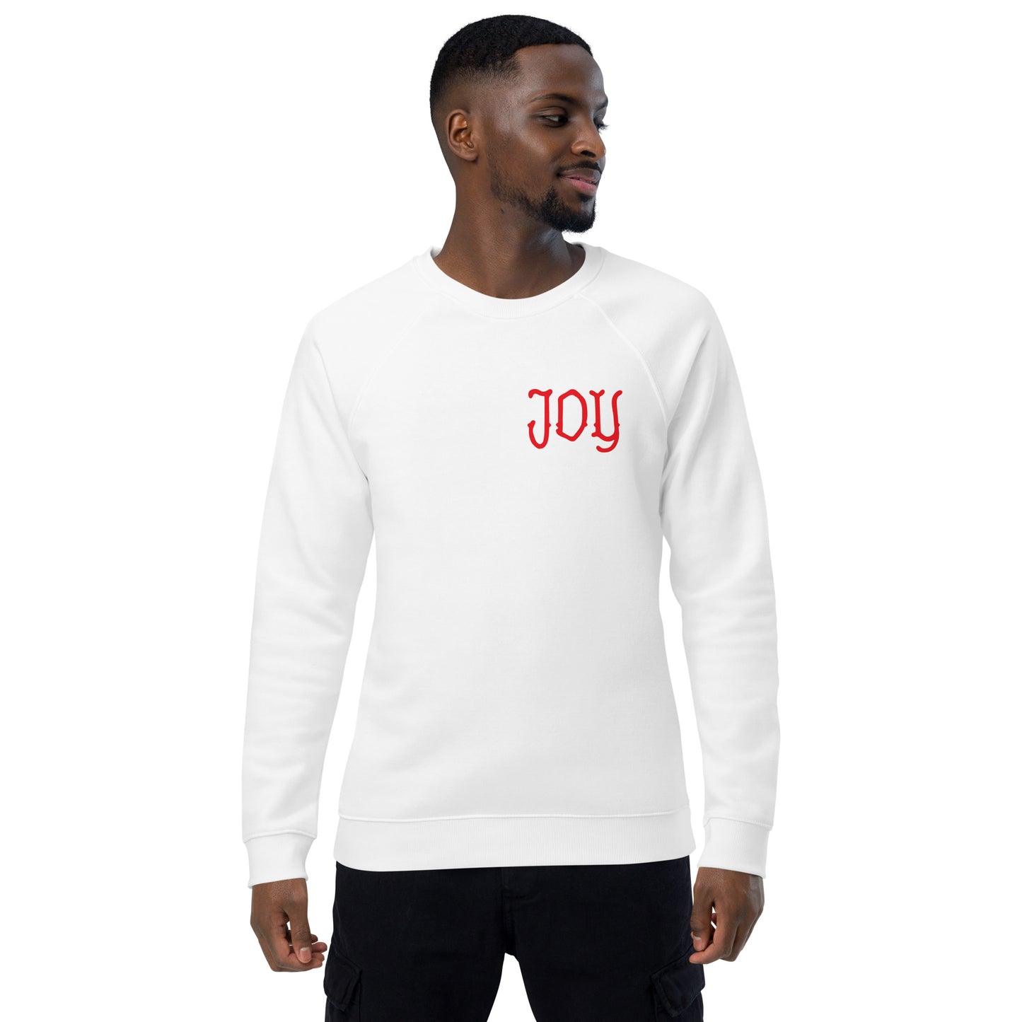 Joy In Your Heart (Red) - Unisex Organic Raglan Crewneck Sweatshirt