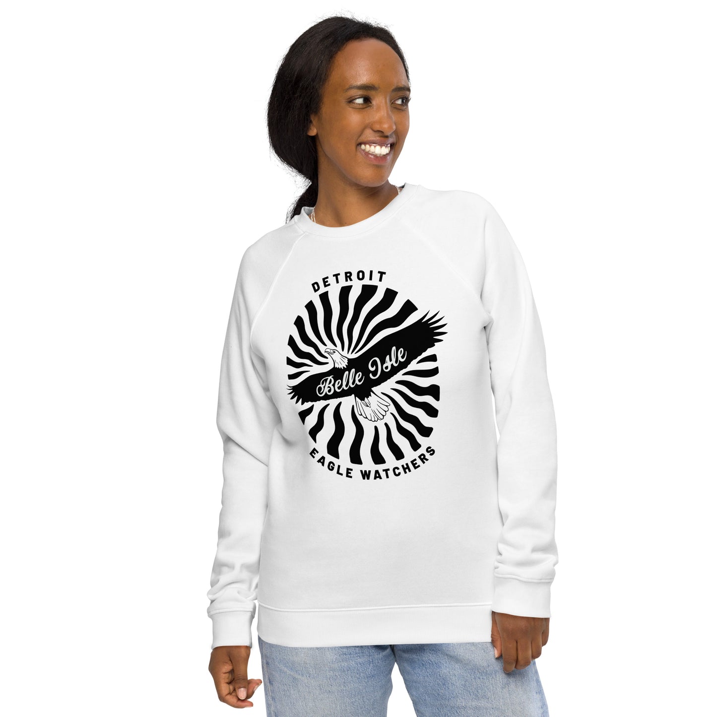 Belle Isle Detroit Eagle Watchers - Unisex Organic Raglan Sweatshirt